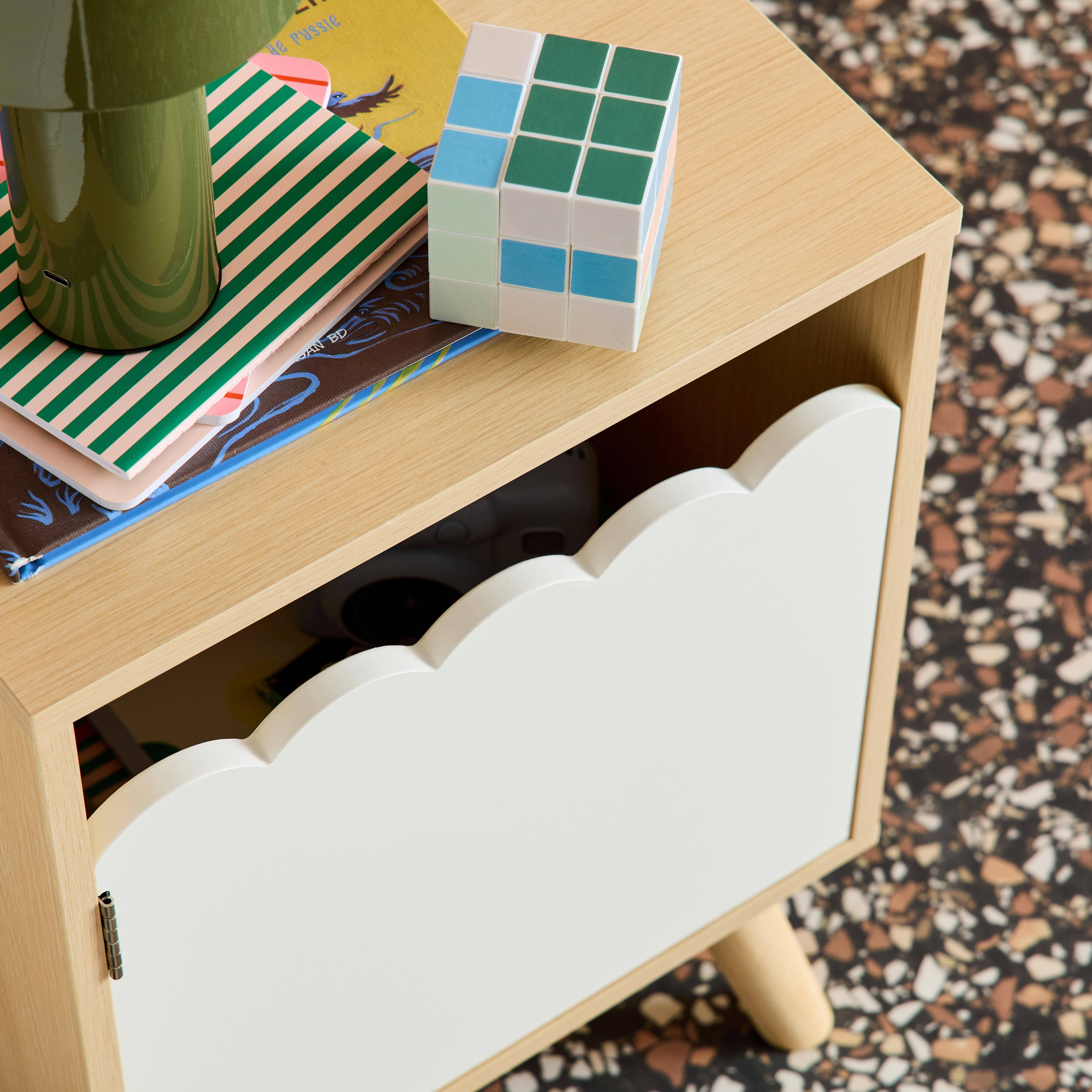 Comodino per bambini decorazione legno 1 anta Bianco - 51x34x24 cm Photo3