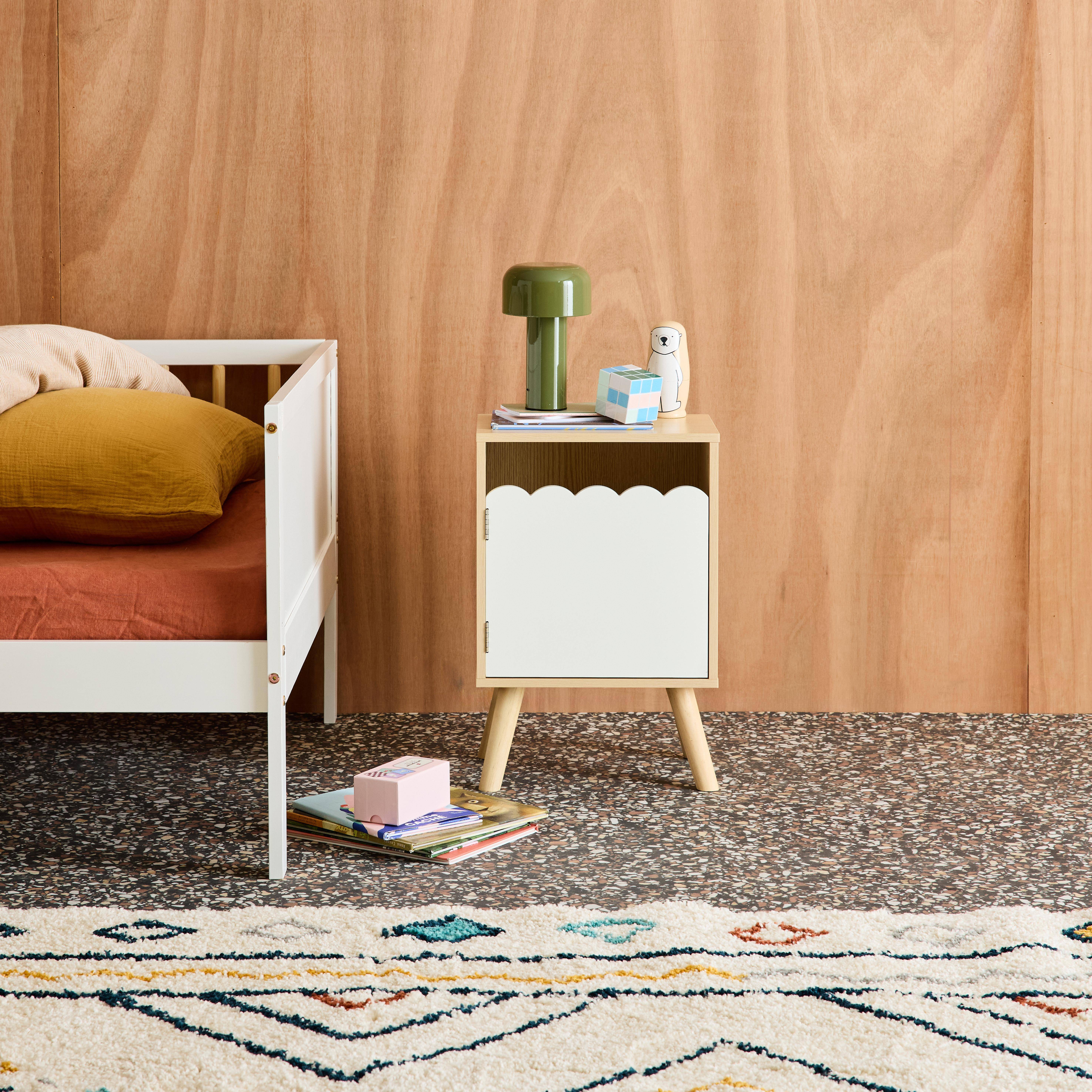 Comodino per bambini decorazione legno 1 anta Bianco - 51x34x24 cm,sweeek,Photo1