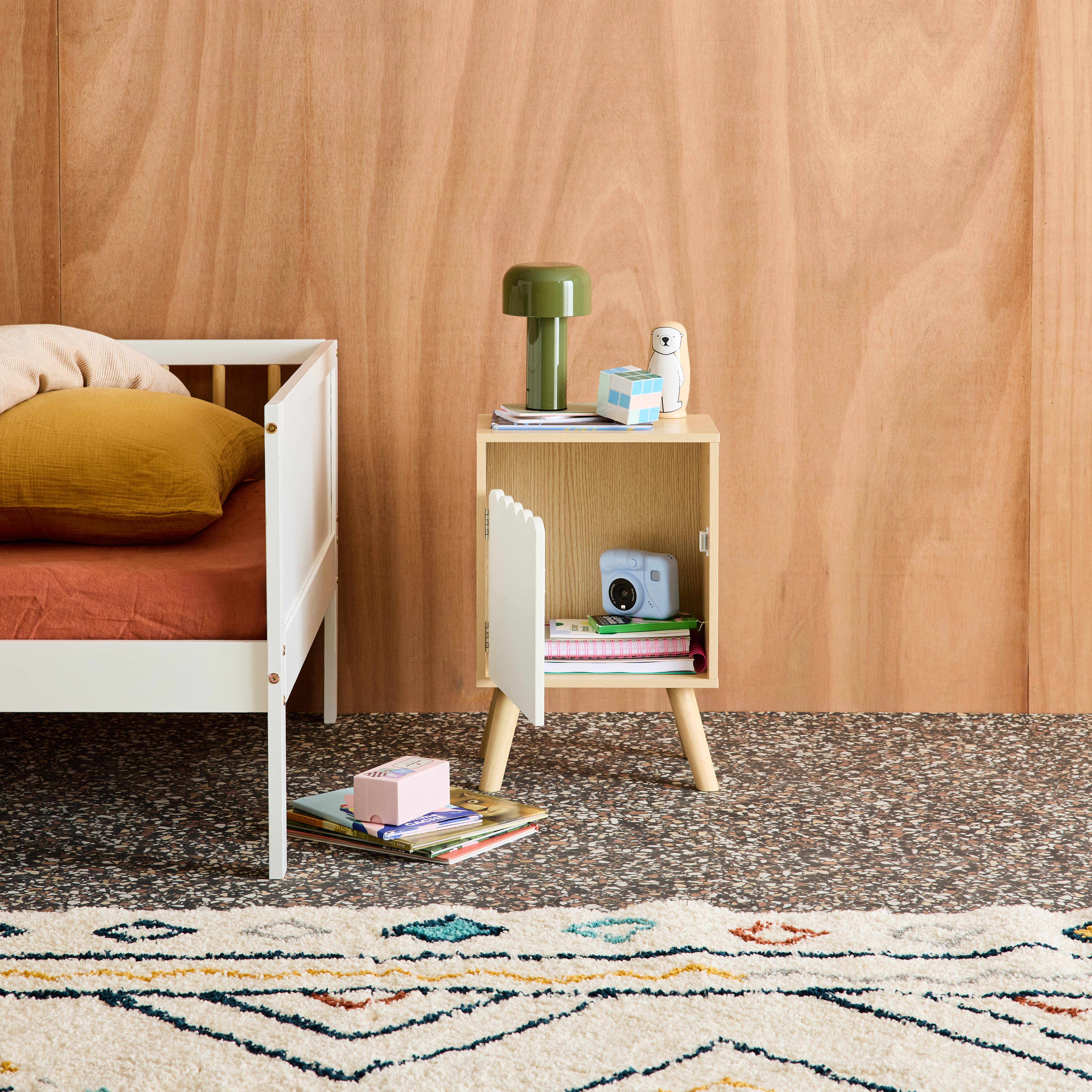 Comodino per bambini decorazione legno 1 anta Bianco - 51x34x24 cm,sweeek,Photo2