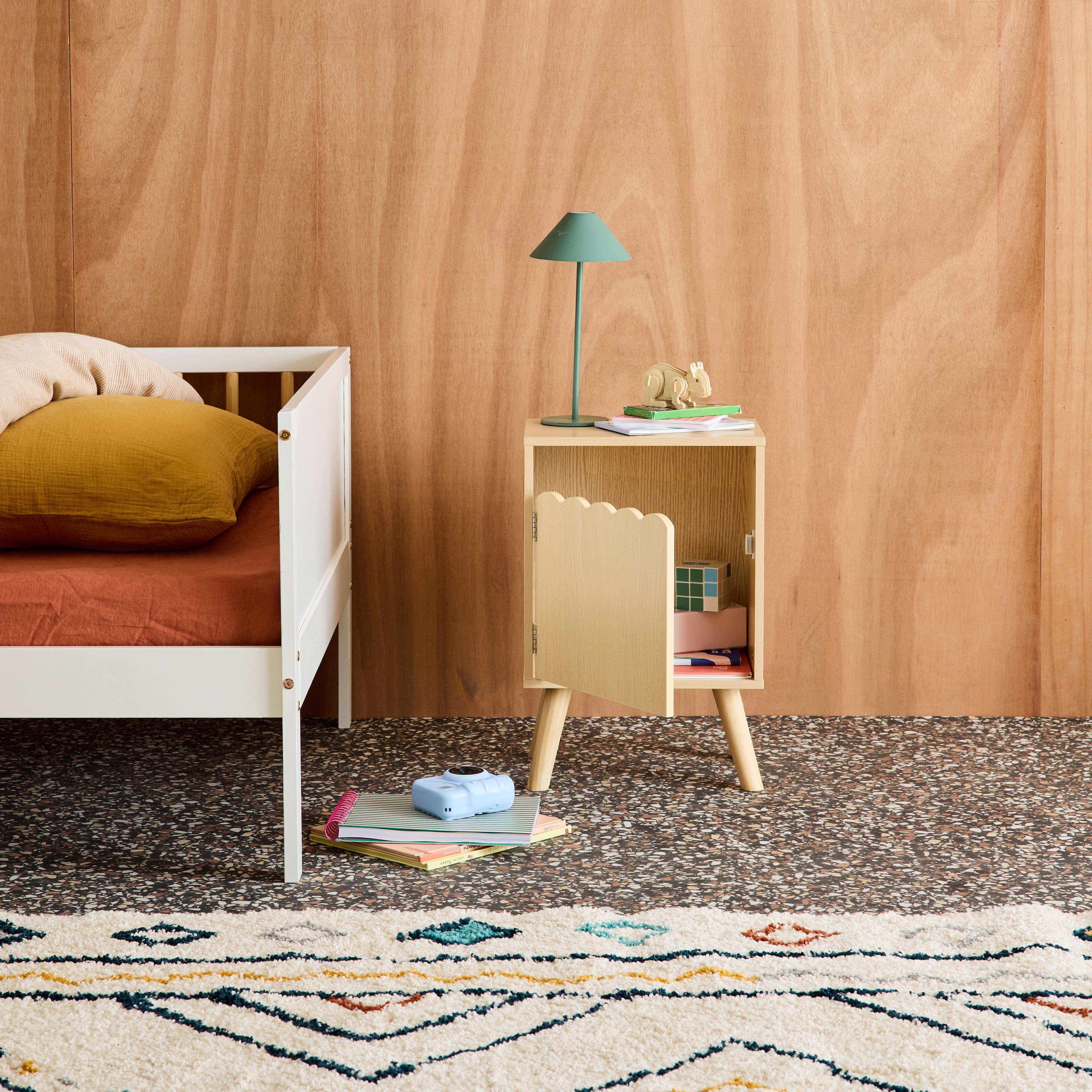 Mesa de cabeceira infantil decor madeira 1 porta Natural - 34x23.5x52 cm,sweeek,Photo2