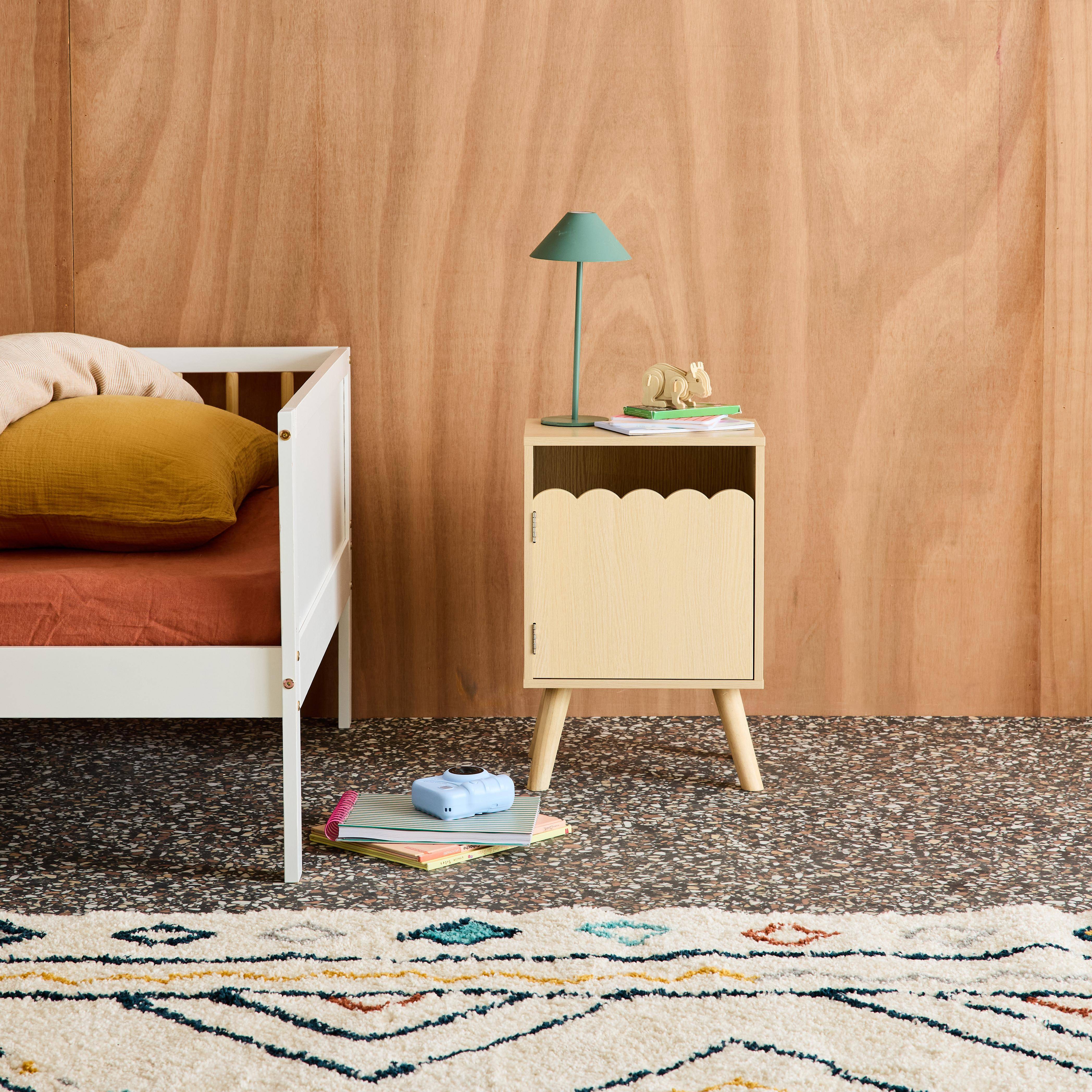 Mesa de cabeceira infantil decor madeira 1 porta Natural - 34x23.5x52 cm,sweeek,Photo1