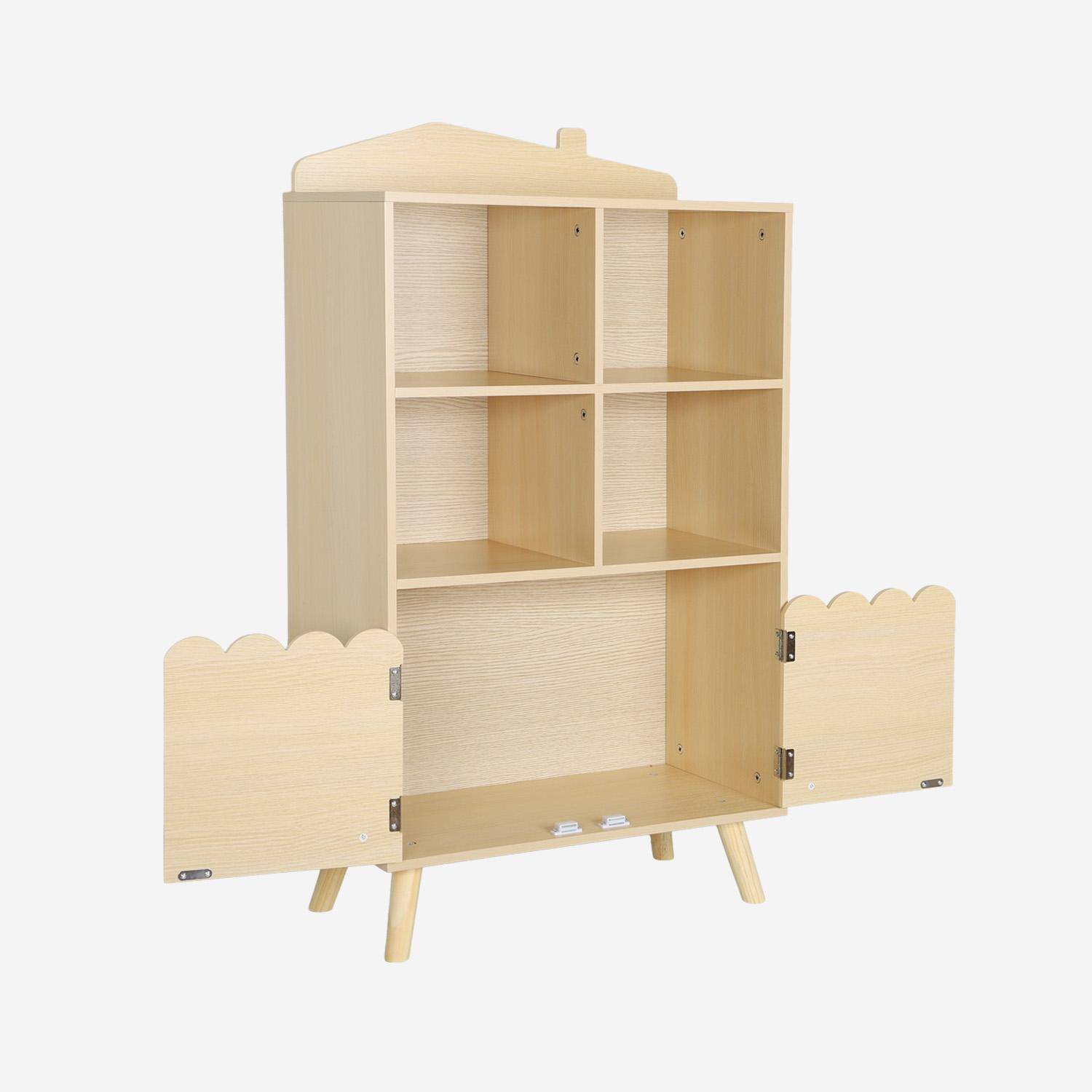 Bücherregal für Kinder, naturfarben 2 Türen und 4 Regale - Azur Photo3