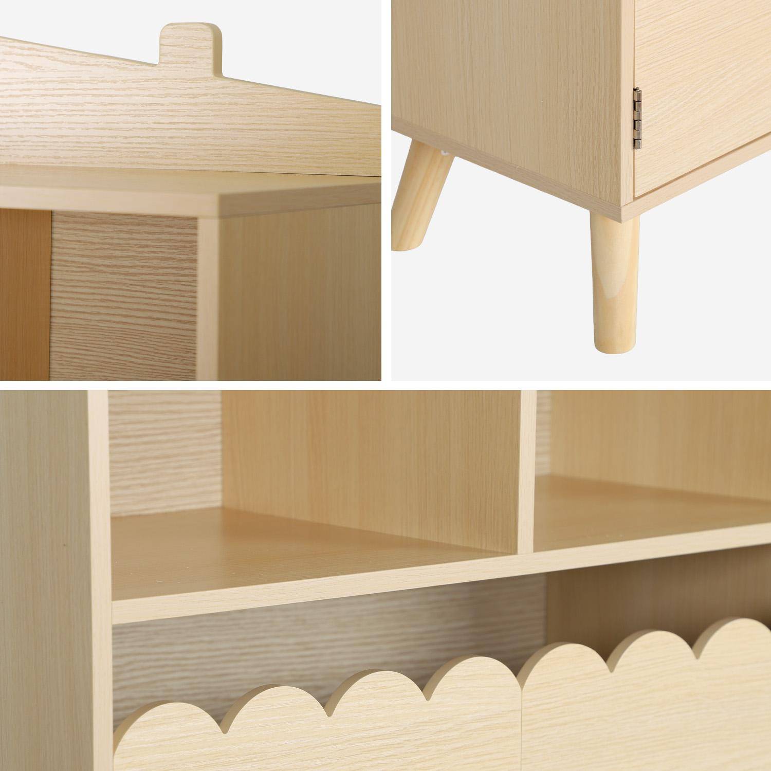 Bibliothèque Enfant Rose 2 Portes 4 étagères - Hauteur 104.5cm, Anti-basculement, Rangement Ludique