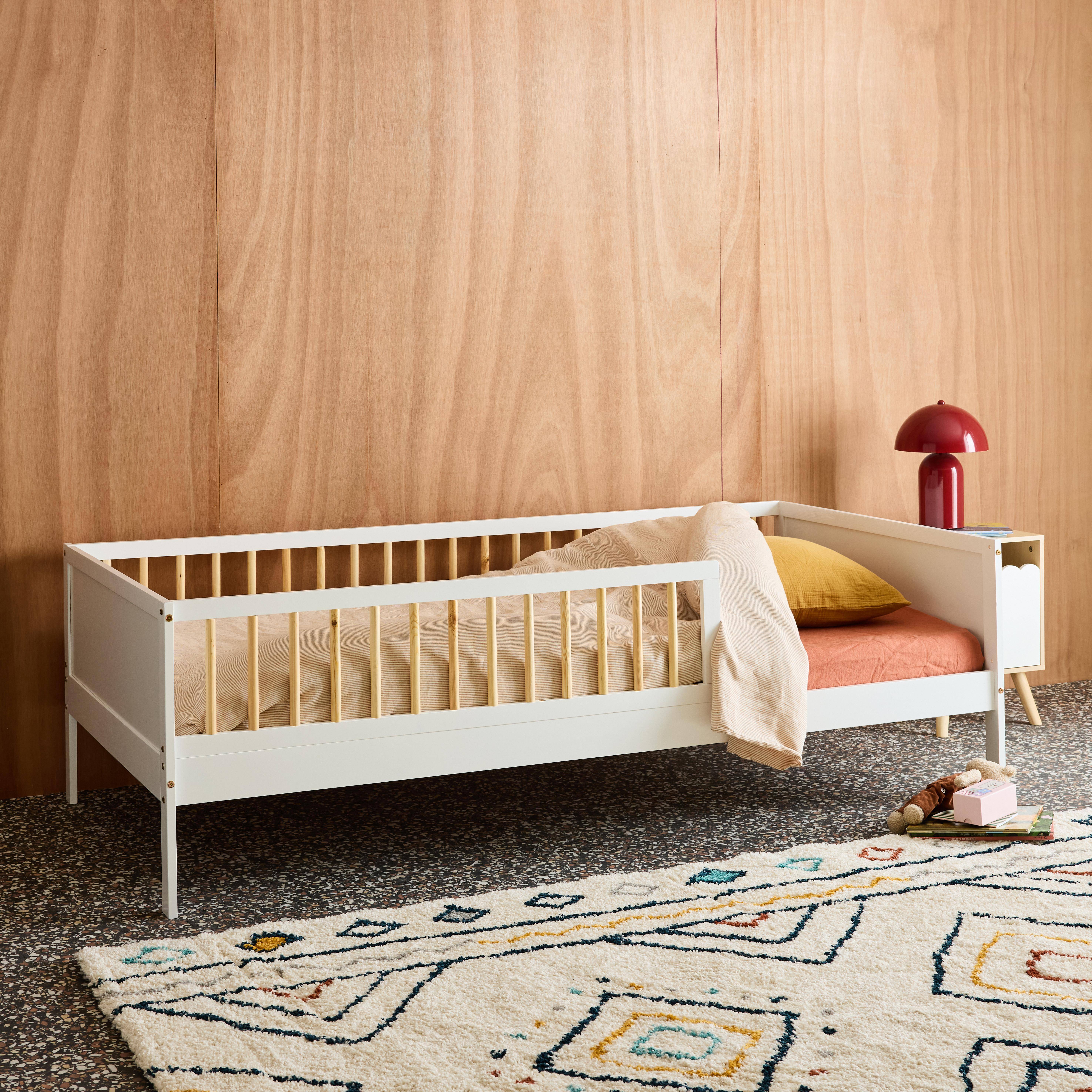 Letto bambino 90cm pino naturale rete a doghe inclusa Bianco - 195x95.5x60 cm Photo2