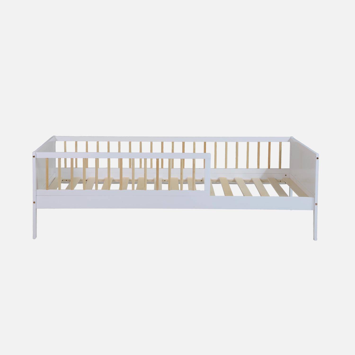 Letto bambino 90 x 190 cm pino naturale rete a doghe inclusa, Elio, Bianco, 195x95.5x60 cm,sweeek,Photo2