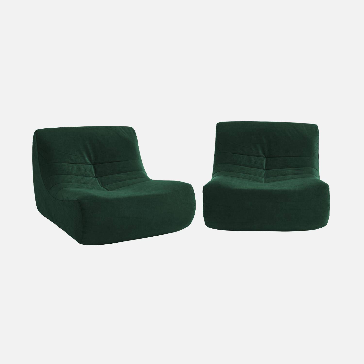 Fauteuil chauffeuse en velours style contemporain 2 places vert,sweeek,Photo5
