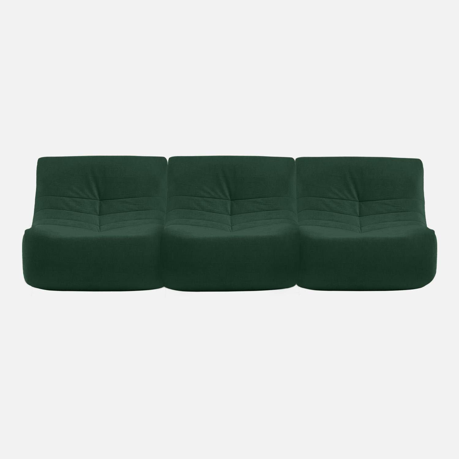 Fauteuil chauffeuse en velours style contemporain 3 places vert Photo3