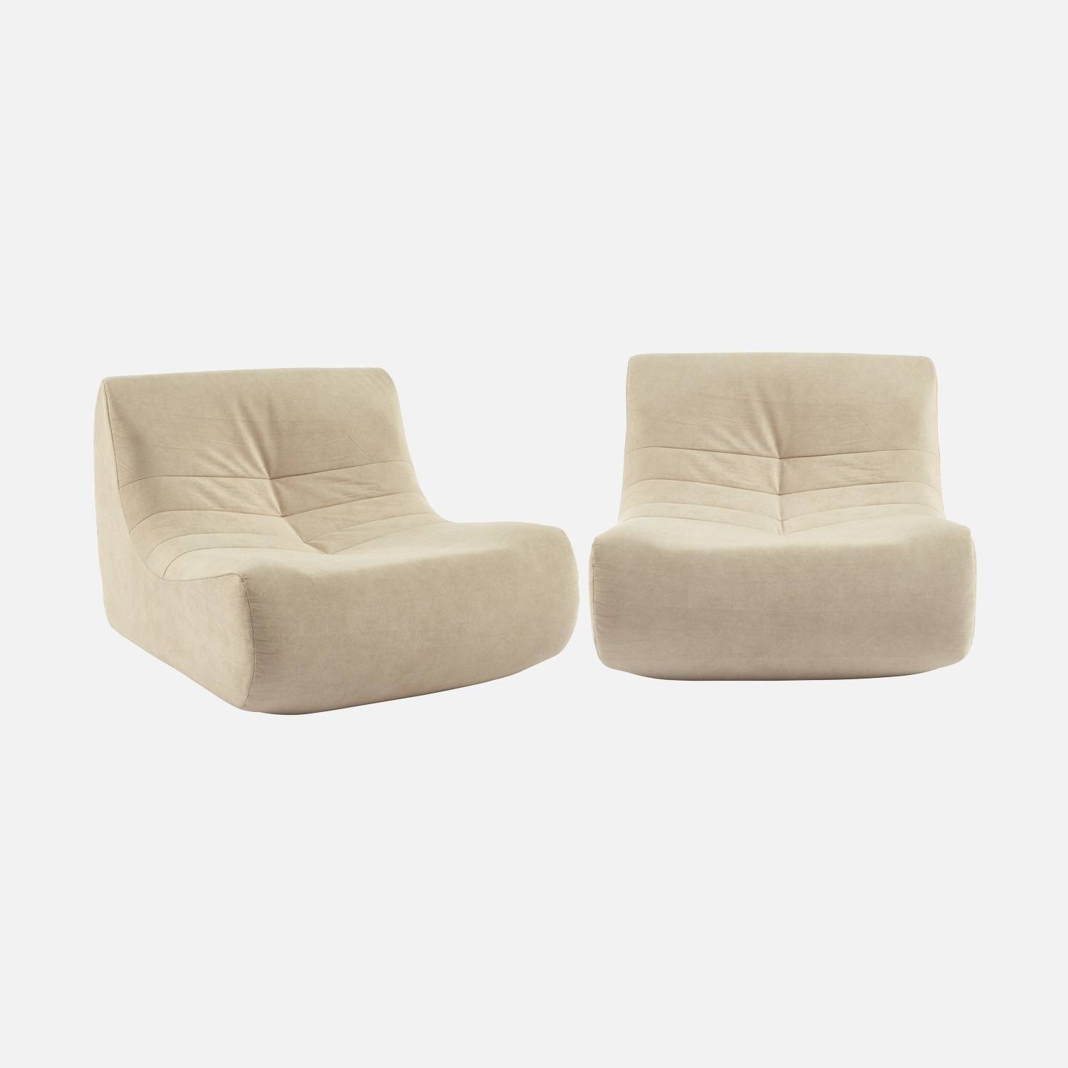 Chauffeuse velours 2 places beige