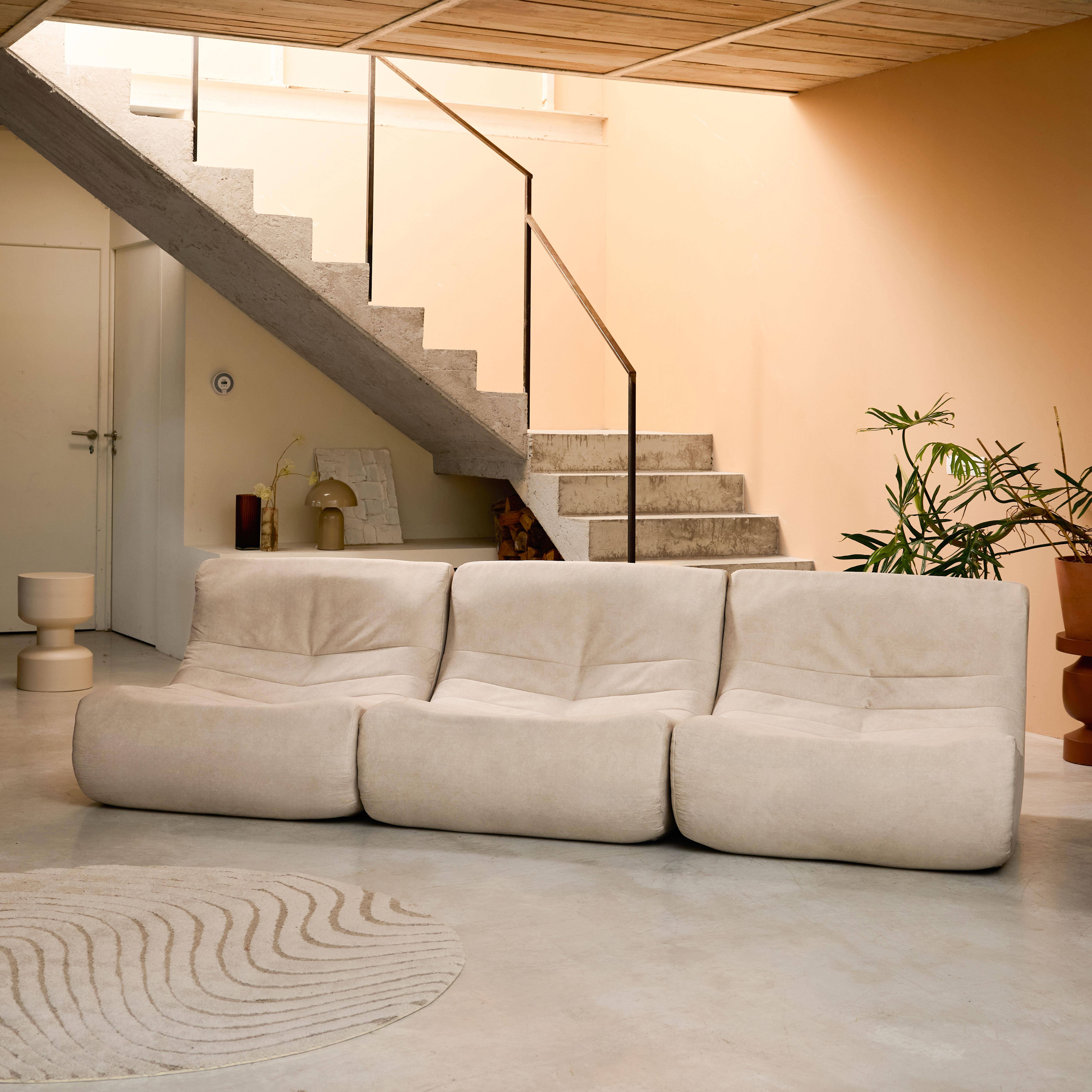 Divano modulare velluto, 3 posti, Sokol velluto, Beige, 91x105x72 cm Photo2