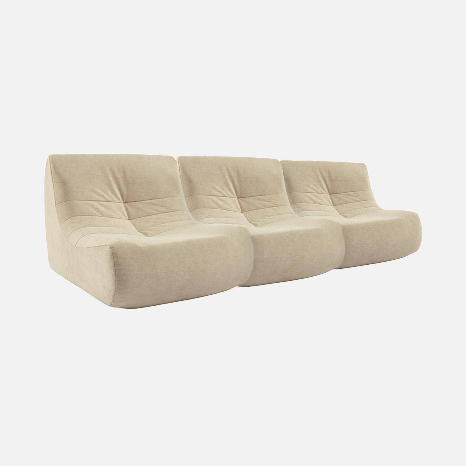 Fauteuil chauffeuse en velours style contemporain 3 places beige,sweeek,Photo5