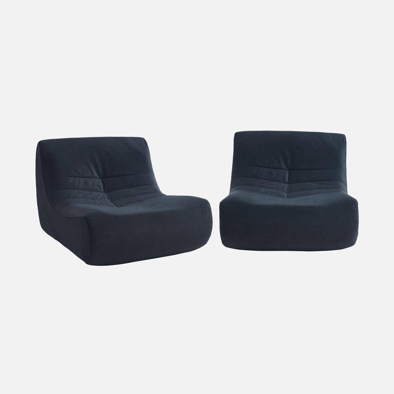 Fauteuil chauffeuse en velours style contemporain 2 places bleu foncé,sweeek,Photo5