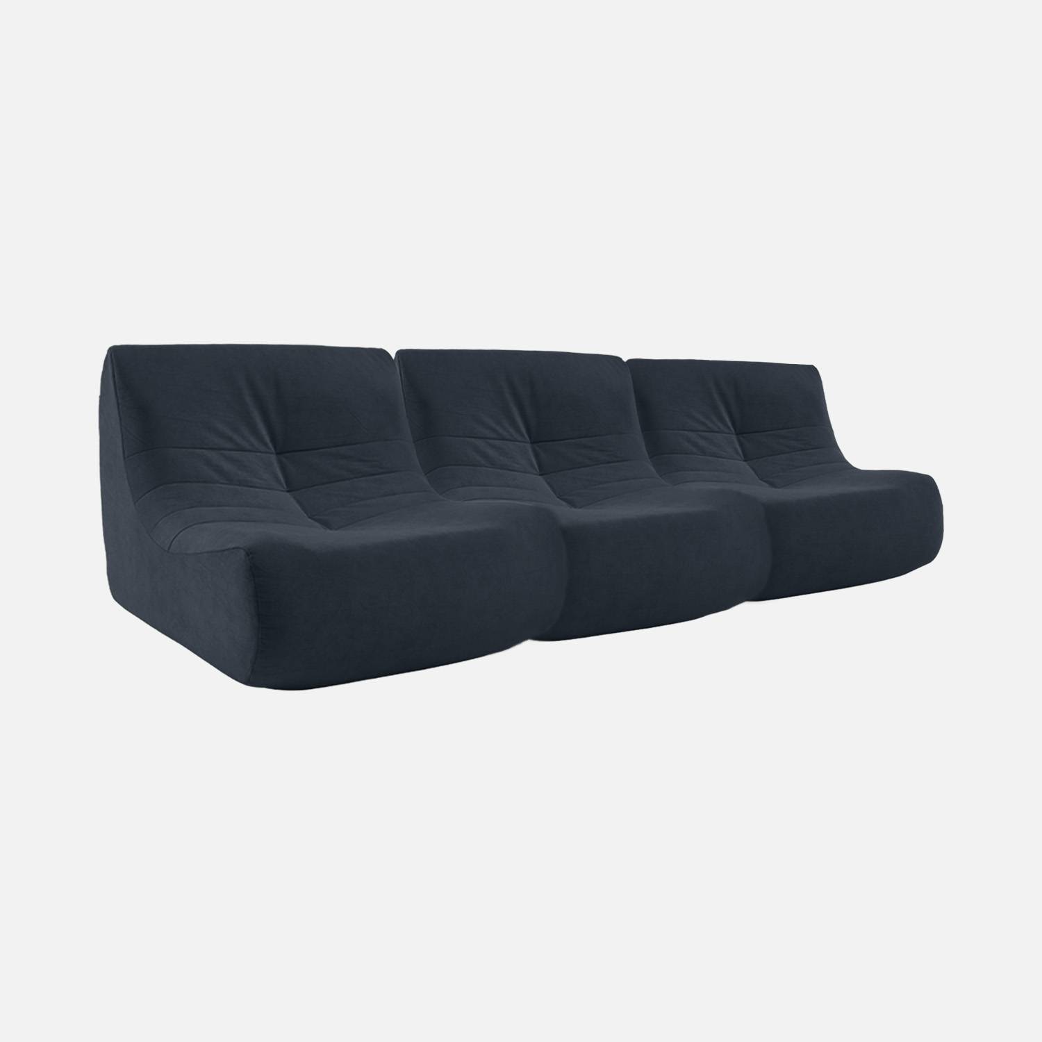 Chauffeuse velours 3 places bleu foncé