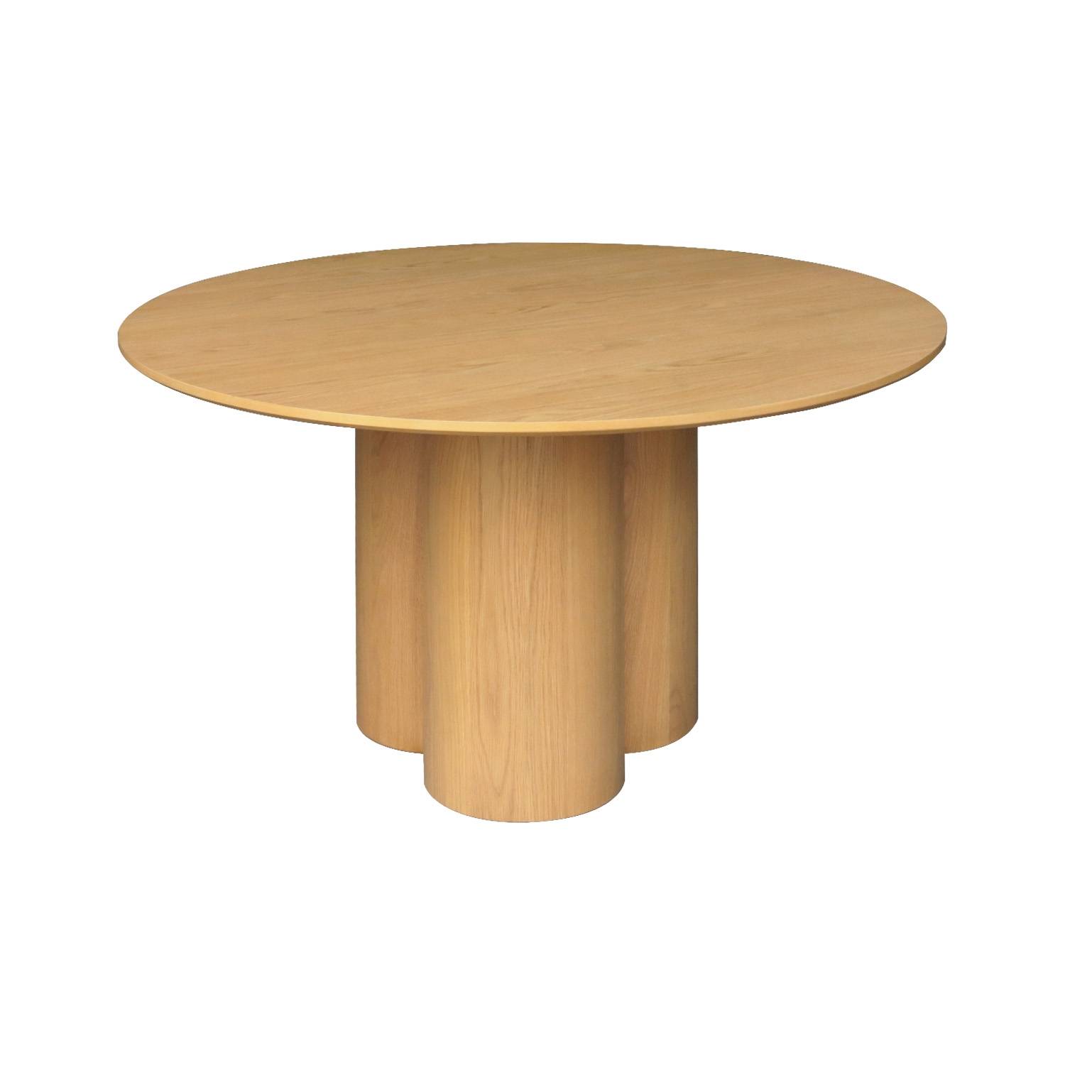 Table à manger ronde bois d'hévéa et placage chêne naturel 4 places