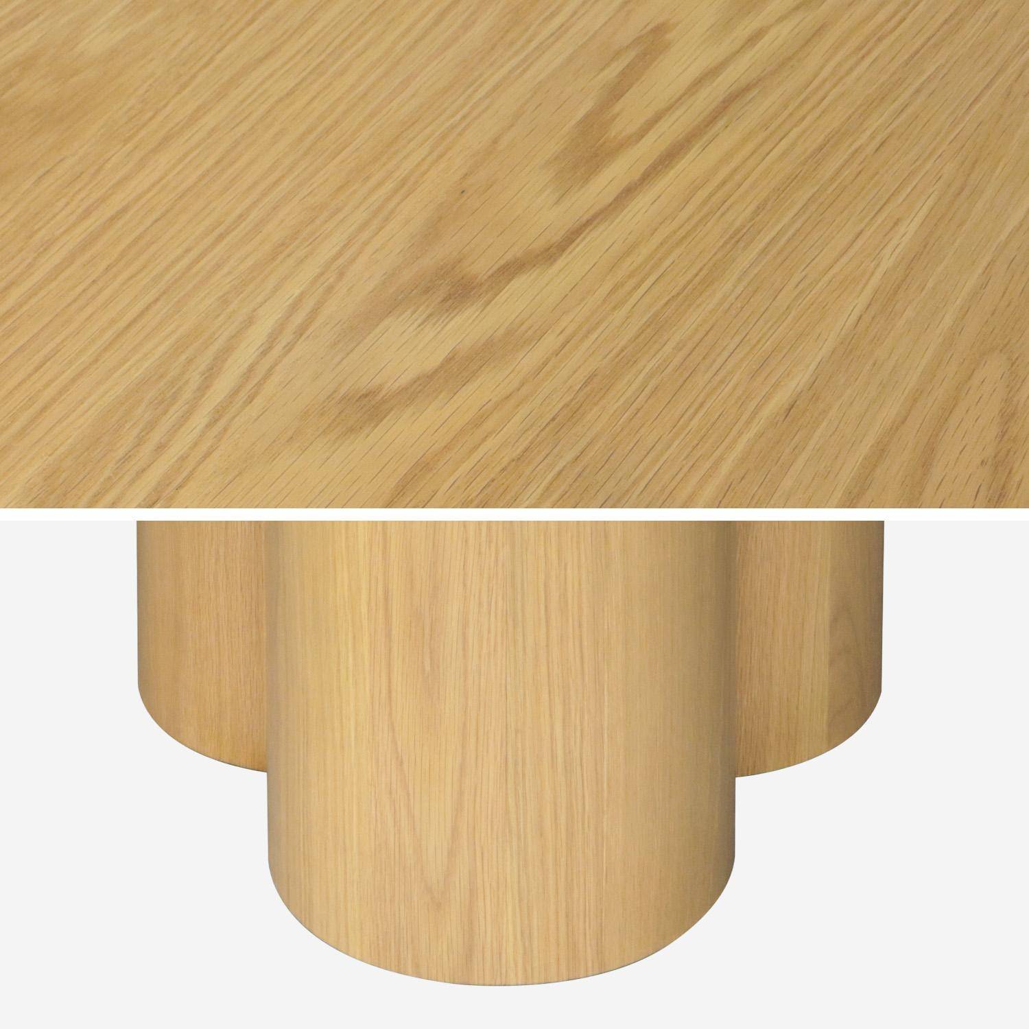 Tavolo da pranzo rotondo in legno di hevea e impiallacciatura di quercia 4 posti, Leonore, Marrone naturale, 130x130x73 cm,sweeek,Photo3