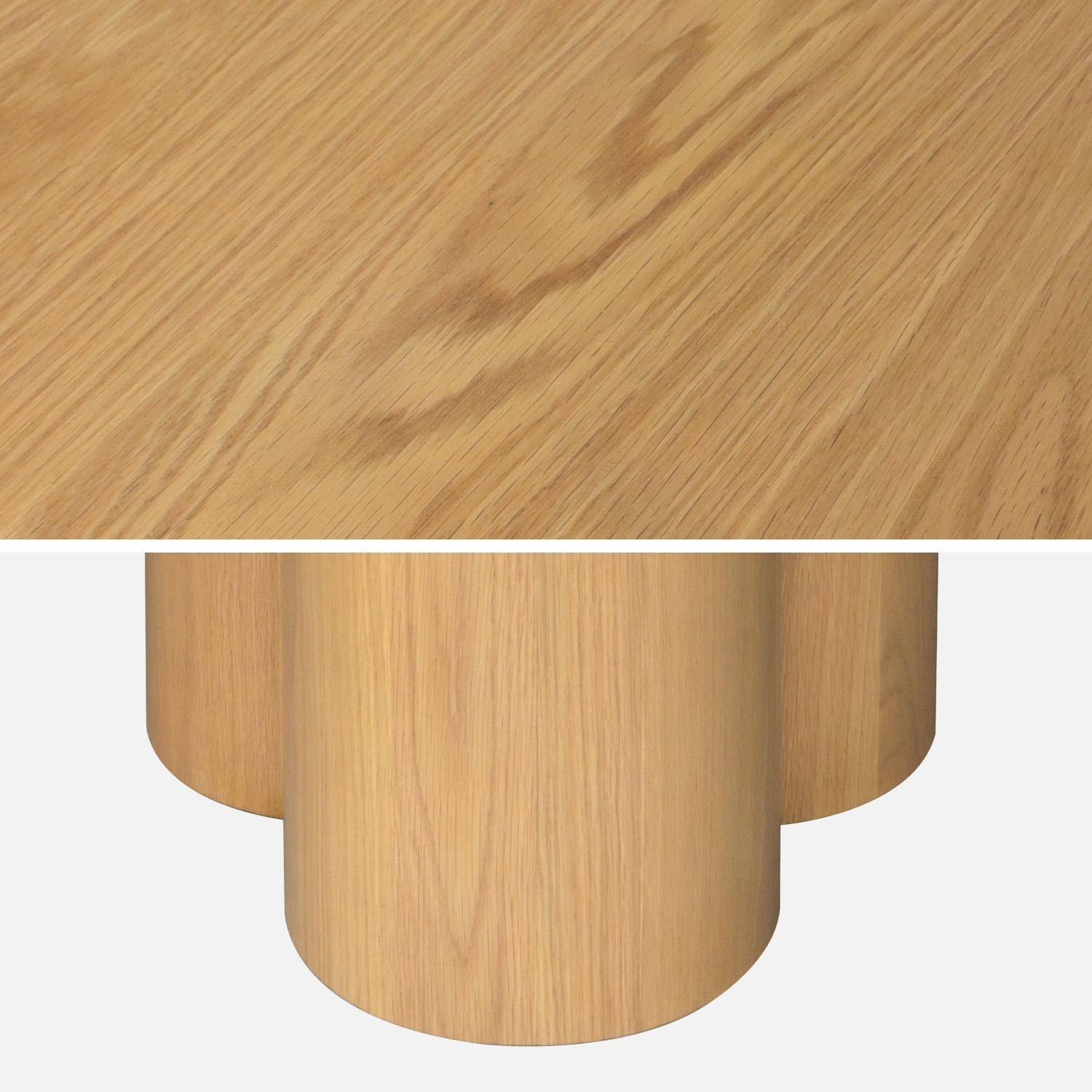 Table à manger ronde bois d'hévéa et placage chêne naturel 4 places 130cm - Leonore Photo3