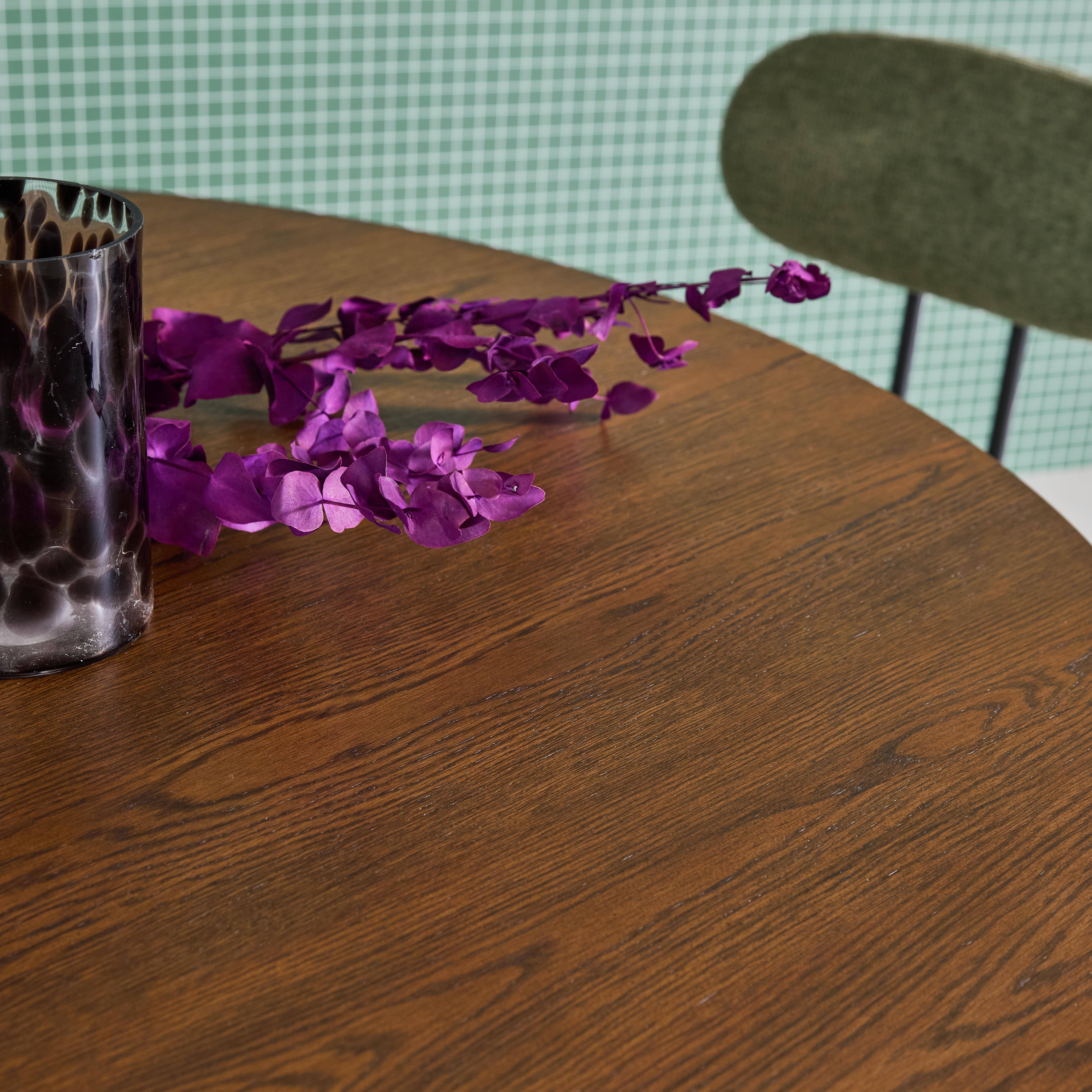 Runder Esstisch Hevea-Holz und Eichenfurnier nussbaumfarben für 4 Personen Ø130 cm - Leonore Photo4