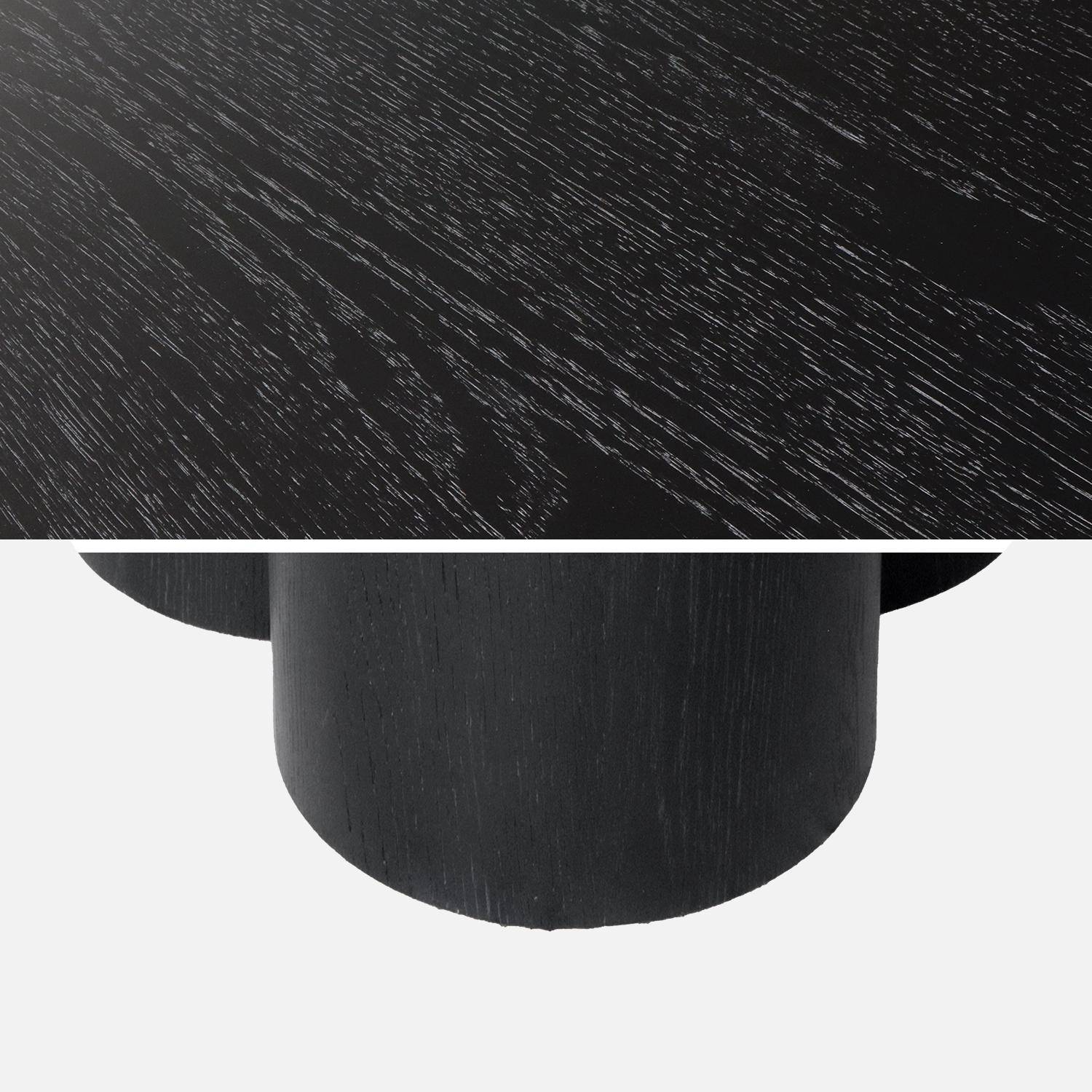 Table à manger ronde bois d'hévéa et placage chêne noir 4 places 130cm - Leonore Photo3