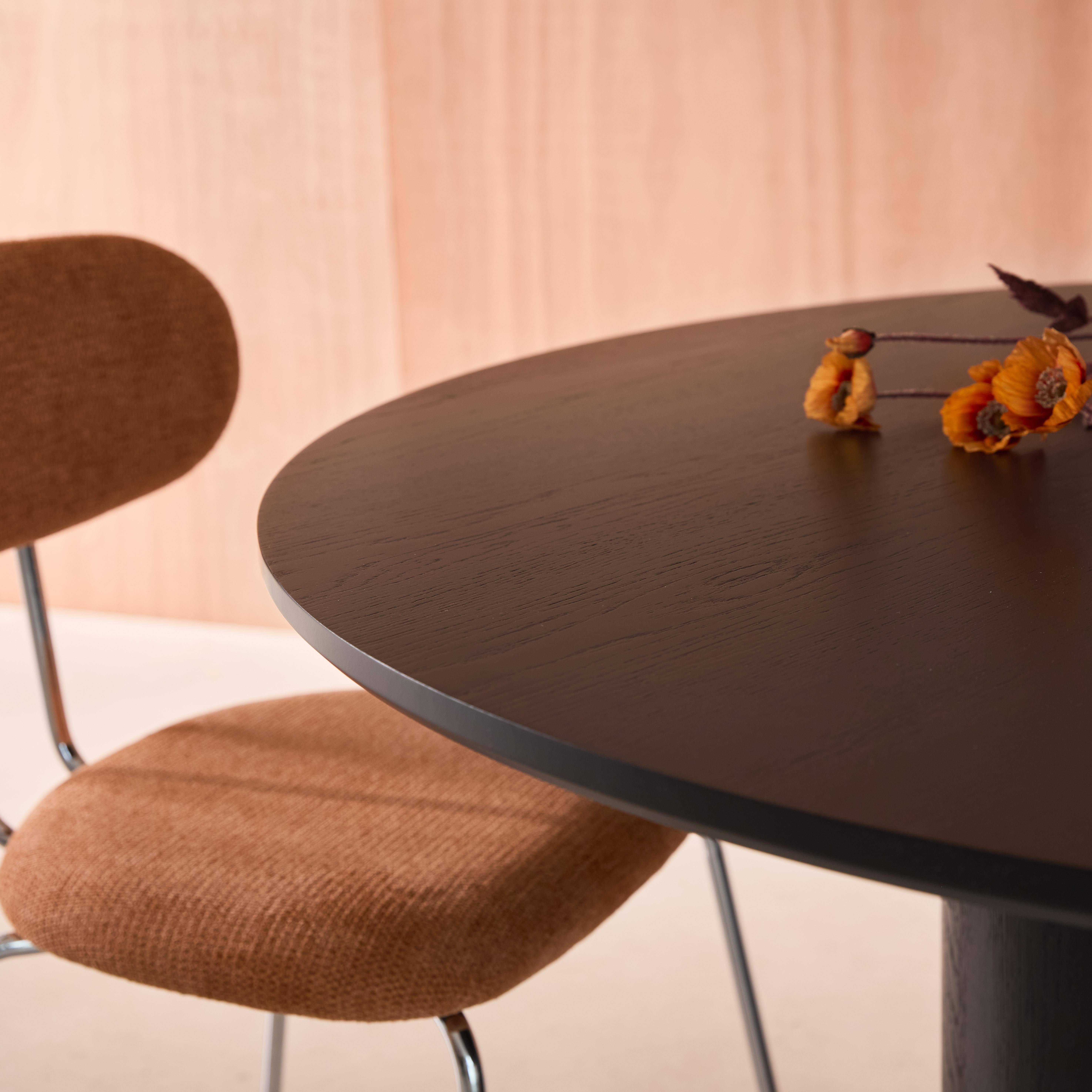 Runder Esstisch Hevea-Holz und Eichenfurnier schwarz für 4 Personen Ø130 cm - Leonore,sweeek,Photo4