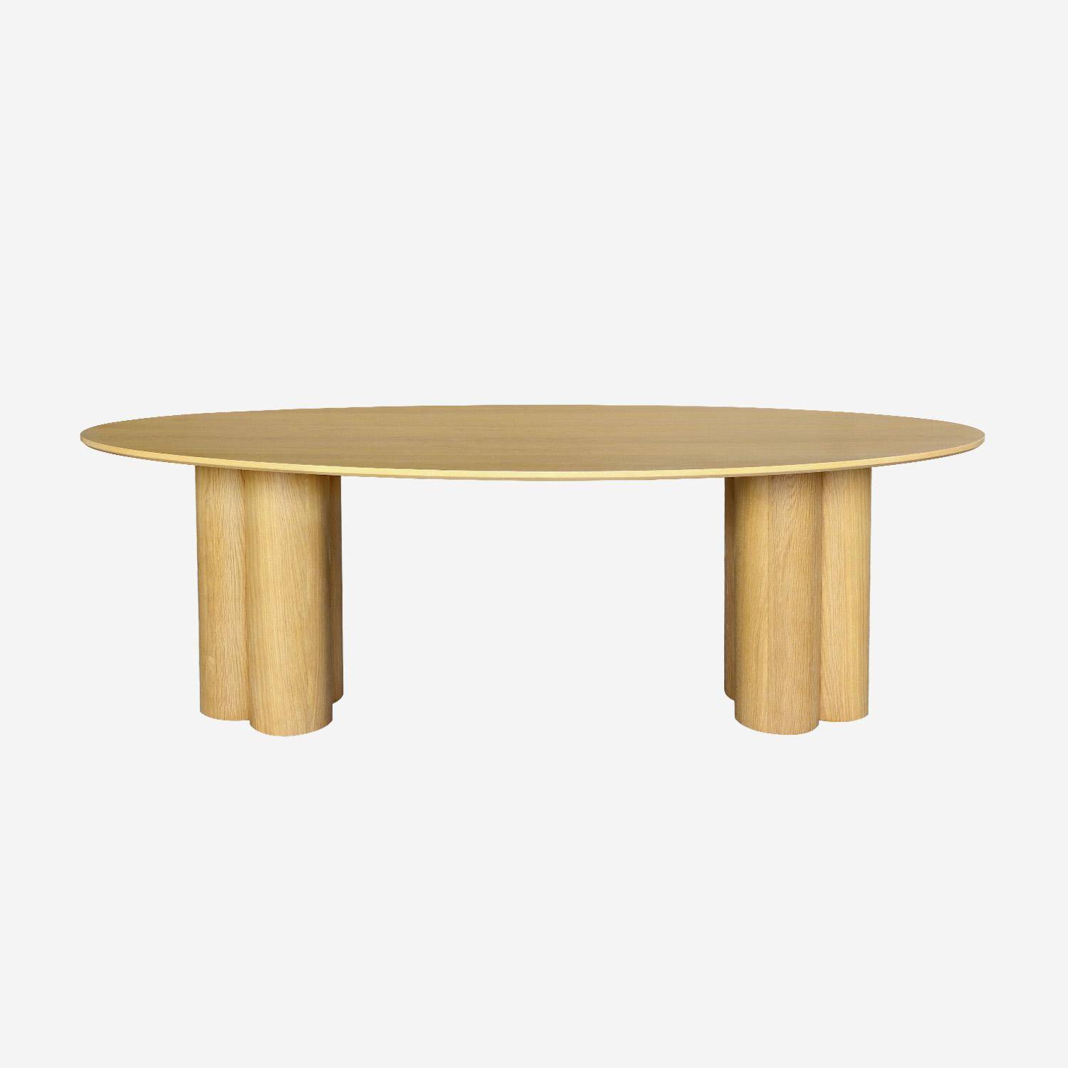 Tavolo da pranzo ovale in legno di hevea e impiallacciato rovere 8 posti, Leonore, Marrone naturale, 220x110x73 cm Photo2