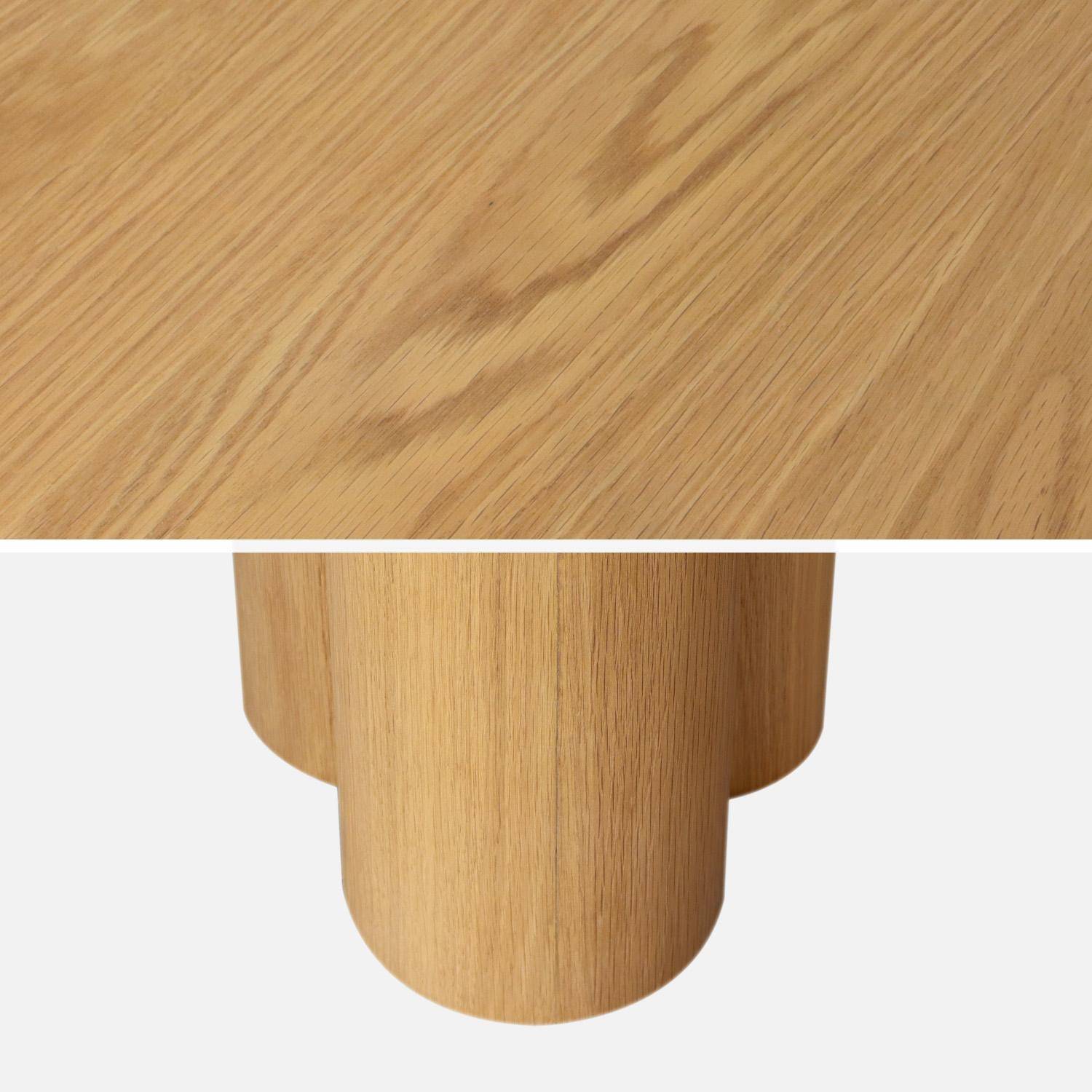 Table à manger ovale bois d'hévéa et placage chêne naturel 8 places 220cm - Leonore Photo3