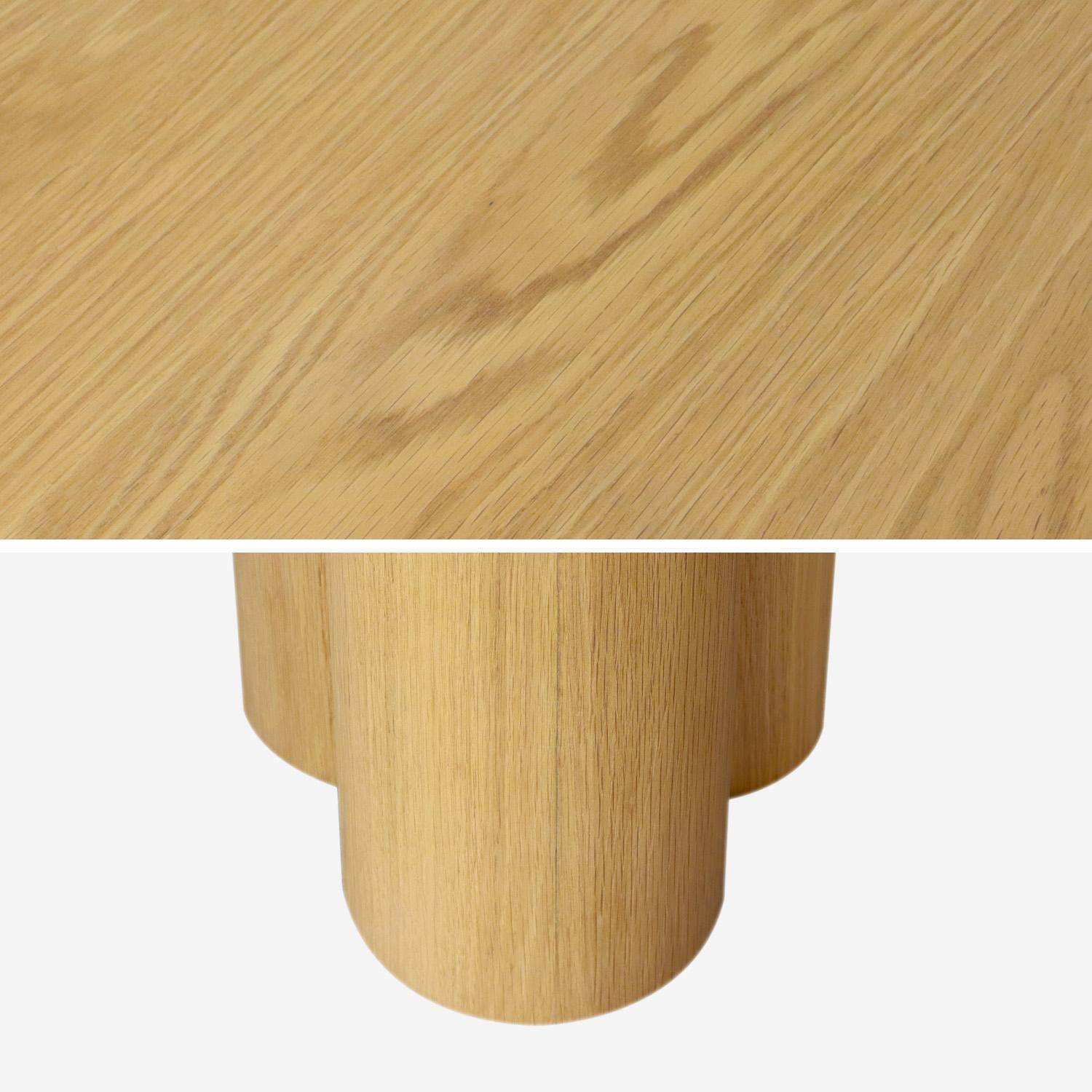 8-seater oval dining table, rubberwood and oak veneer Natural 220x110x73 cm - Leonore,sweeek,Photo7