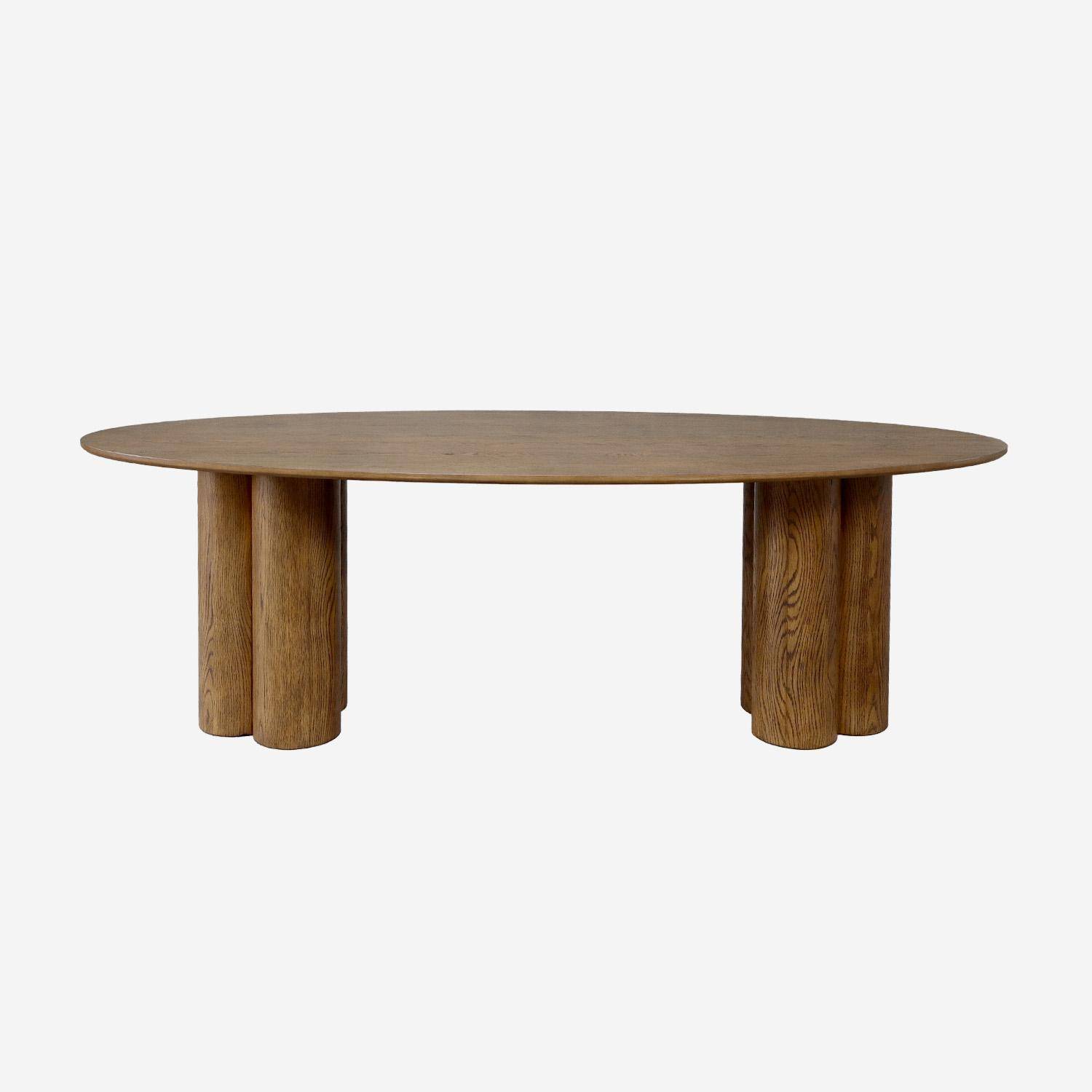 Mesa de comedor ovalada de madera de hévea para 8 personas, 220cm, Leonore, Madera de nogal, 220x110x73 cm Photo2