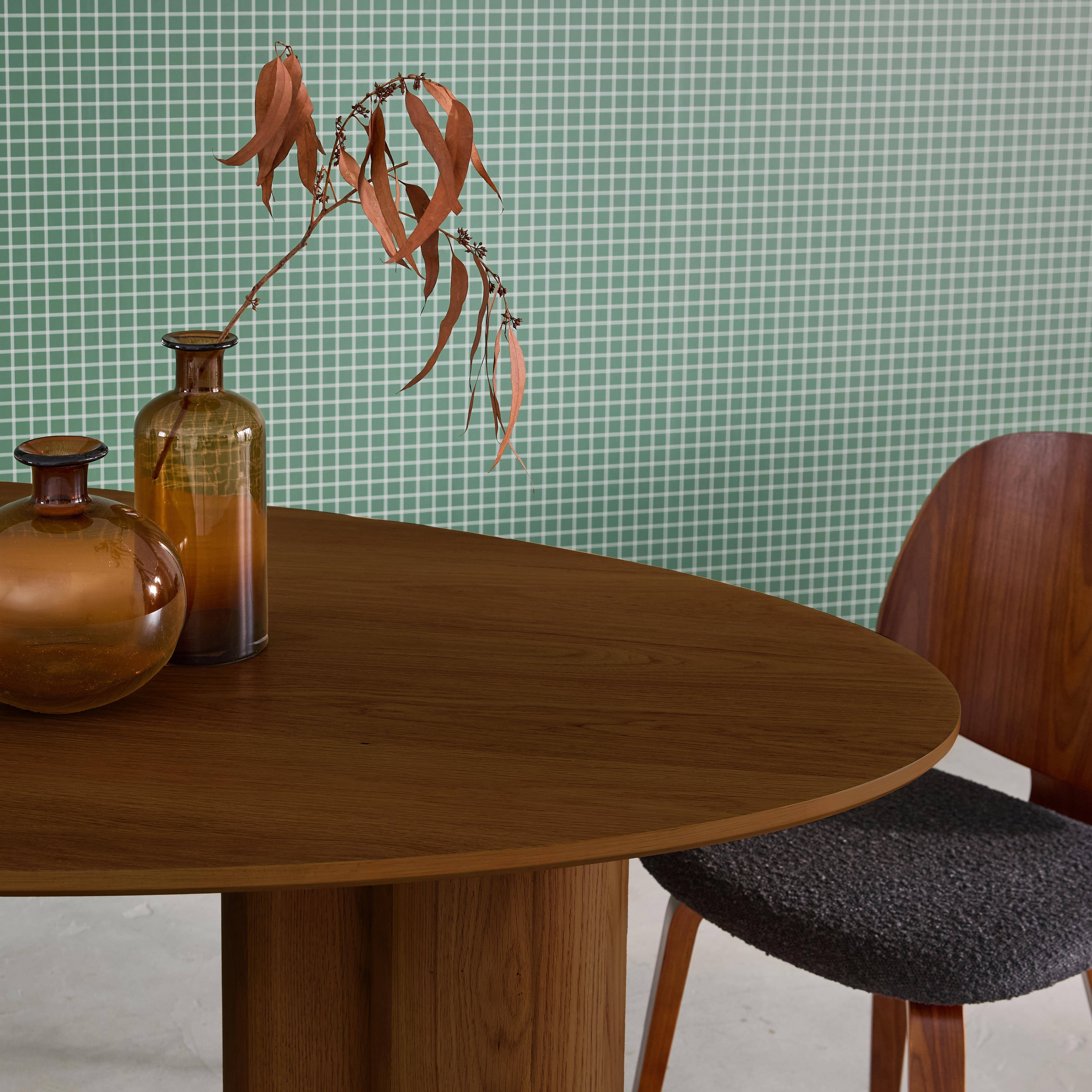 Ovale eettafel rubberhout en eikenfineer 8 plaatsen walnoot 220 x 100 x 73cm - Leonore Photo4