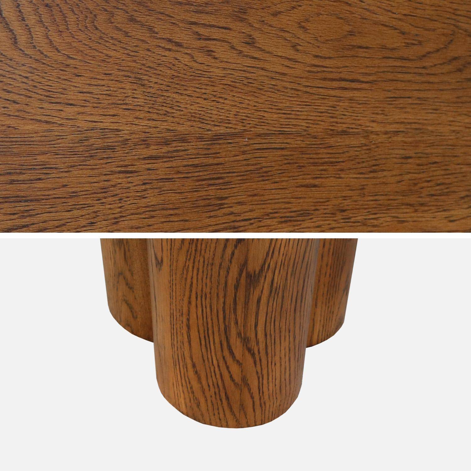 Table à manger ovale bois d'hévéa et placage chêne noyer 8 places 220cm - Leonore Photo3