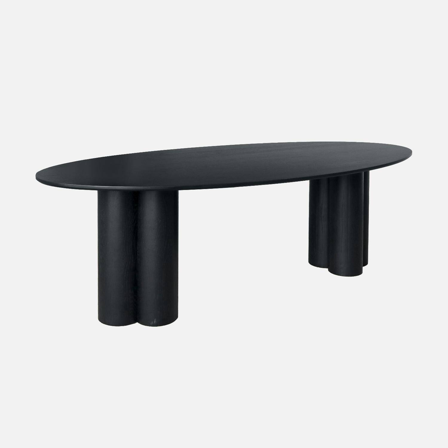 Ovaler Esstisch aus Heveaholz und Eichenfurnier schwarz 8 Plätze 220 cm - Leonore,sweeek,Photo5