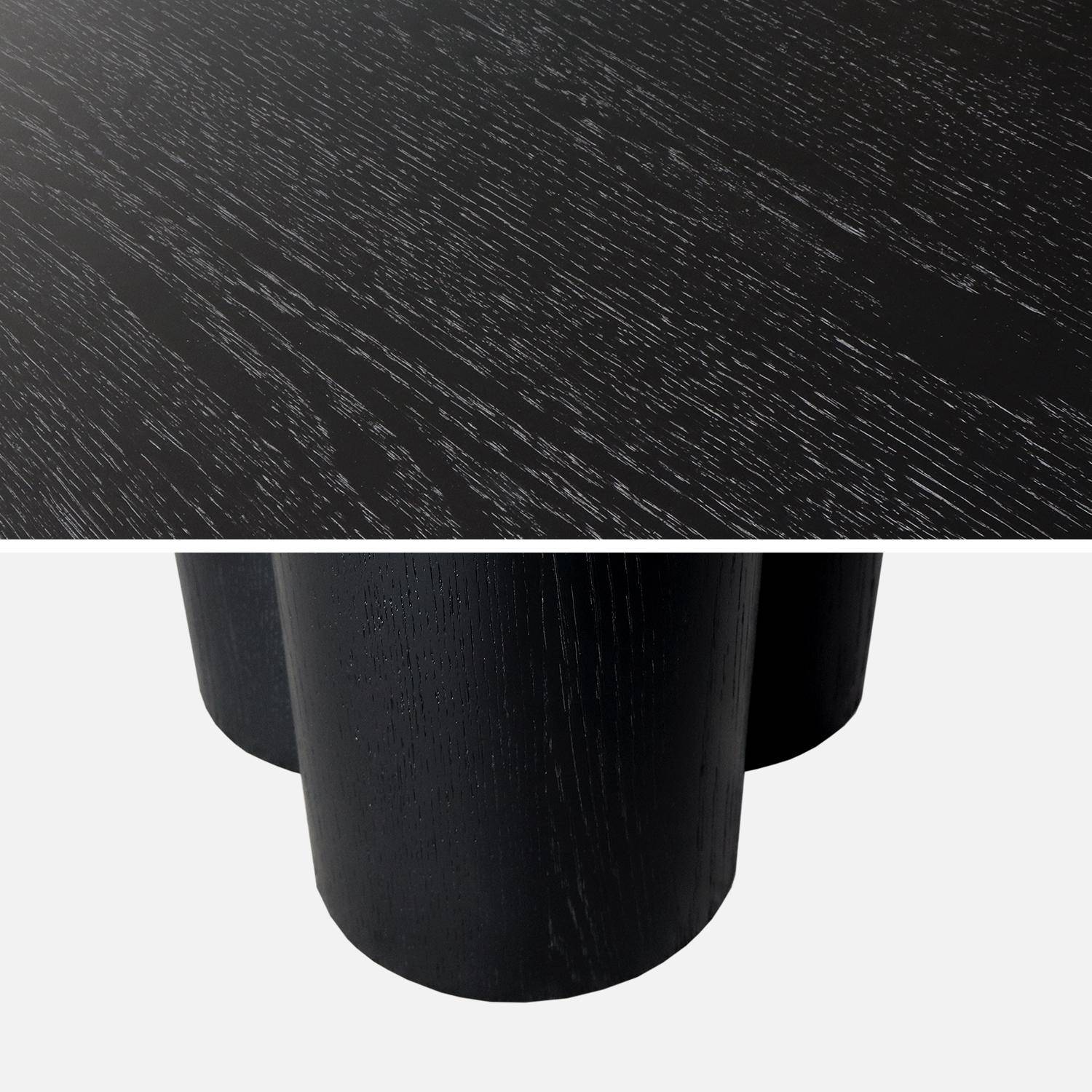 Table à manger ovale bois d'hévéa et placage chêne noir 8 places 220cm - Leonore,sweeek,Photo3