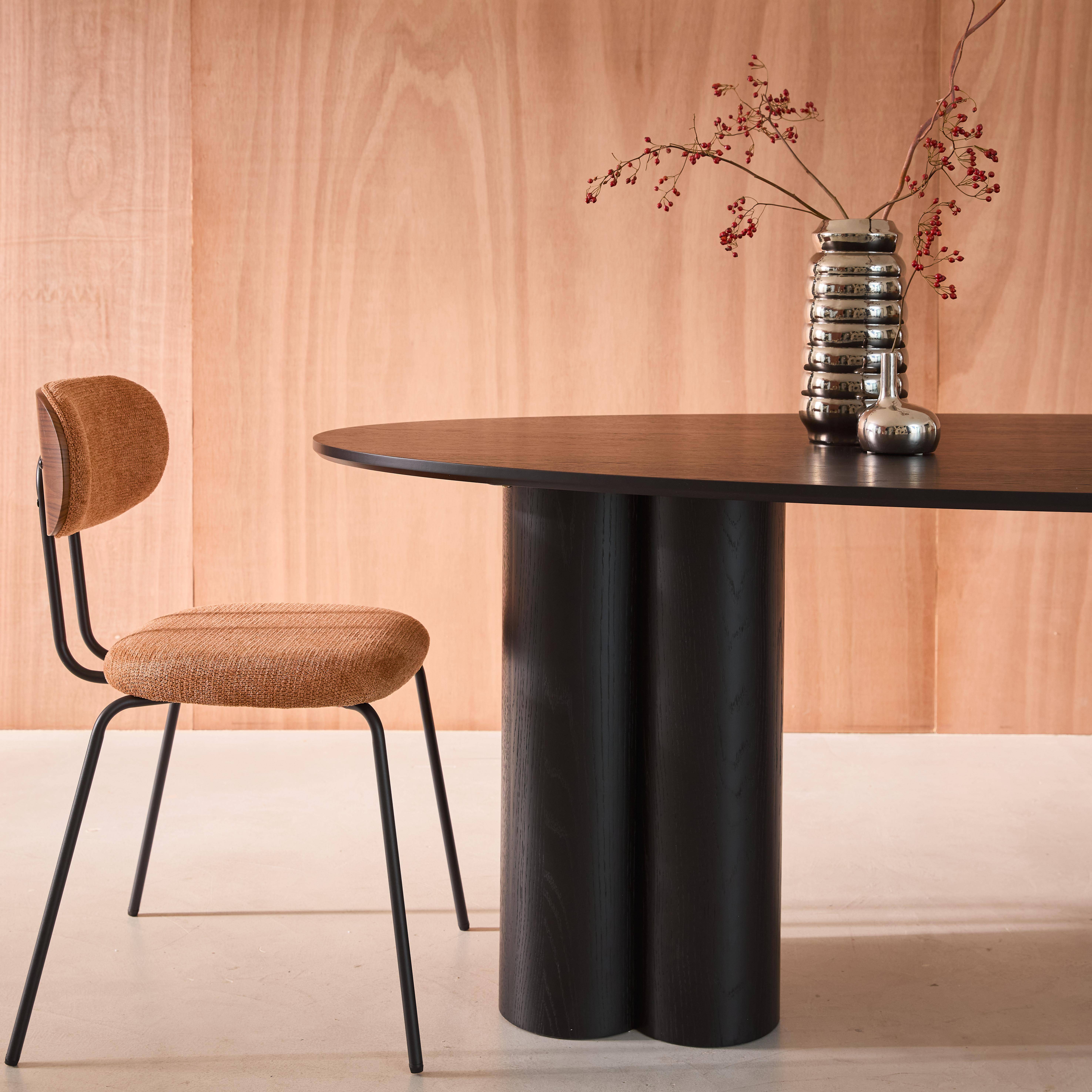 Ovaler Esstisch aus Heveaholz und Eichenfurnier schwarz 8 Plätze 220 cm - Leonore,sweeek,Photo3