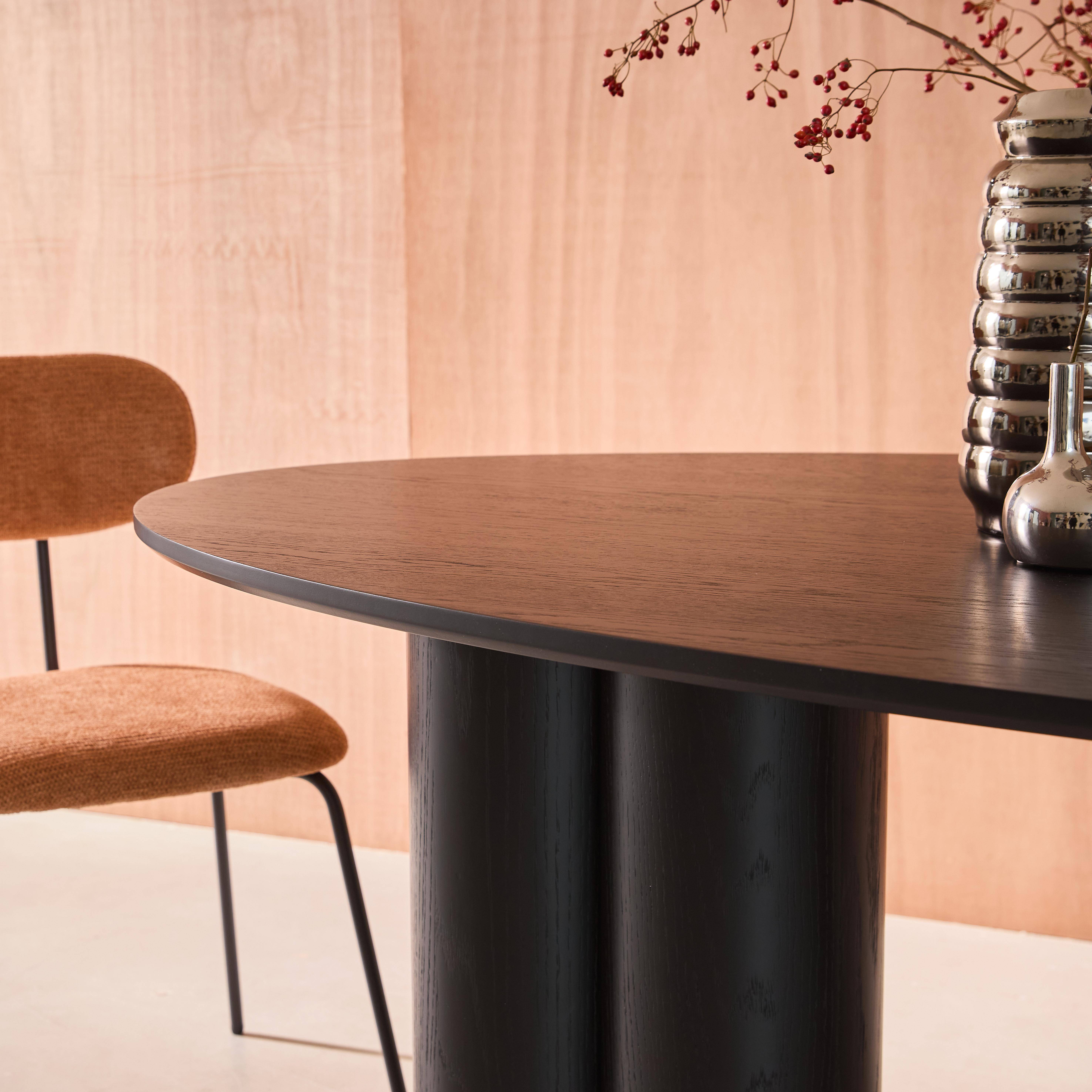 Ovaler Esstisch aus Heveaholz und Eichenfurnier schwarz 8 Plätze 220 cm - Leonore Photo4