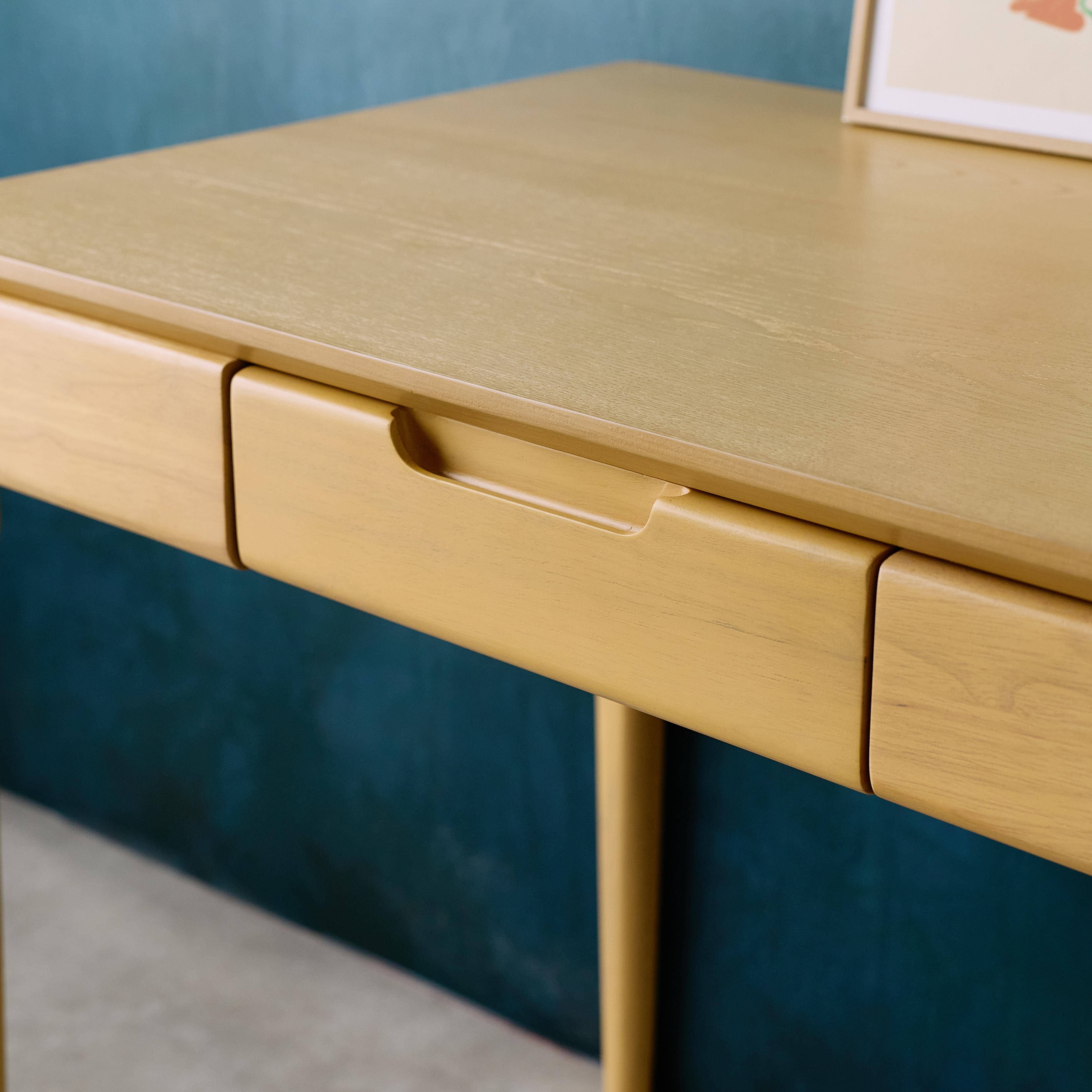 Rubberwood desk with ash veneer and 2 natural drawers - L 120 x W 60 x H 76 cm - Alienor,sweeek,Photo5