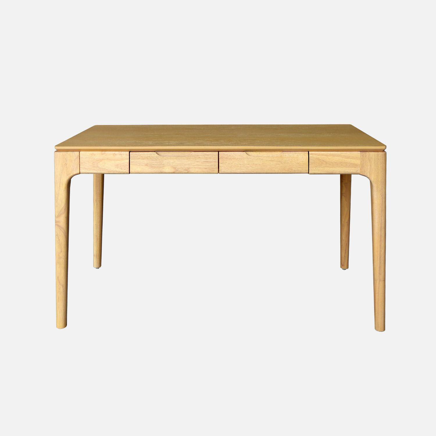 Escritorio de madera de hévea con chapa de fresno y 2 cajones, Alienor, Natural, 120x60x76 cm Photo2