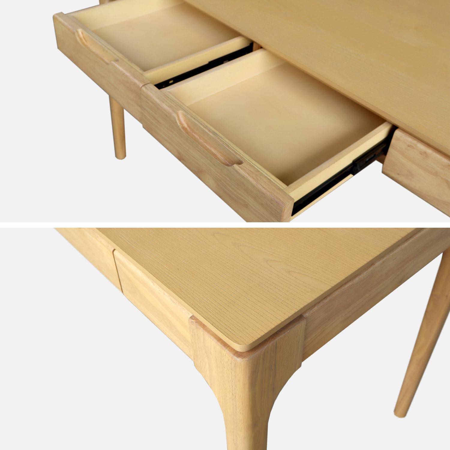 Escritorio de madera de hévea con chapa de fresno y 2 cajones, Alienor, Natural, 120x60x76 cm,sweeek,Photo4