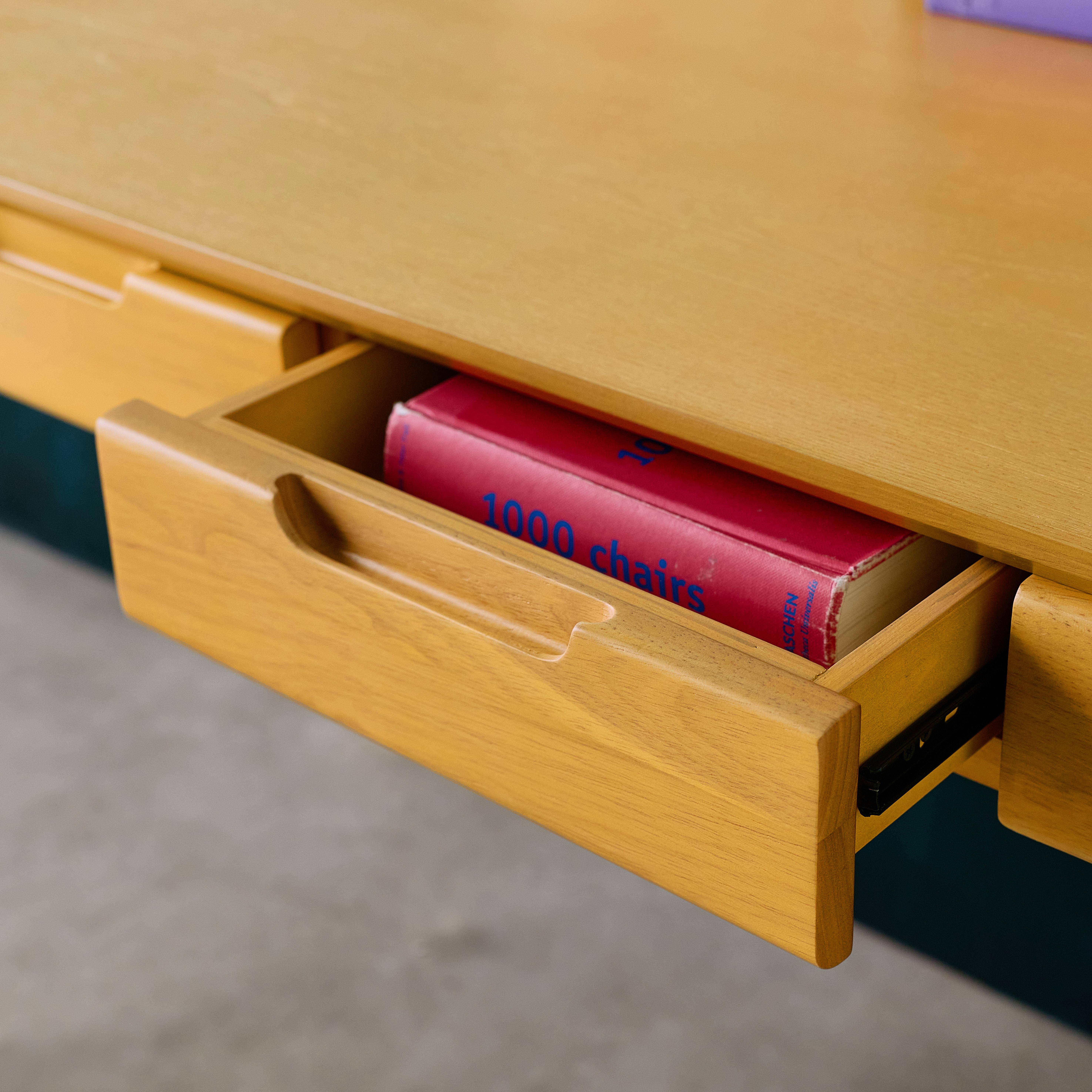 Tafel bureau essenfineer naturel 2 lades - L 120 x B 60 x H 76 cm - Alienor Photo3