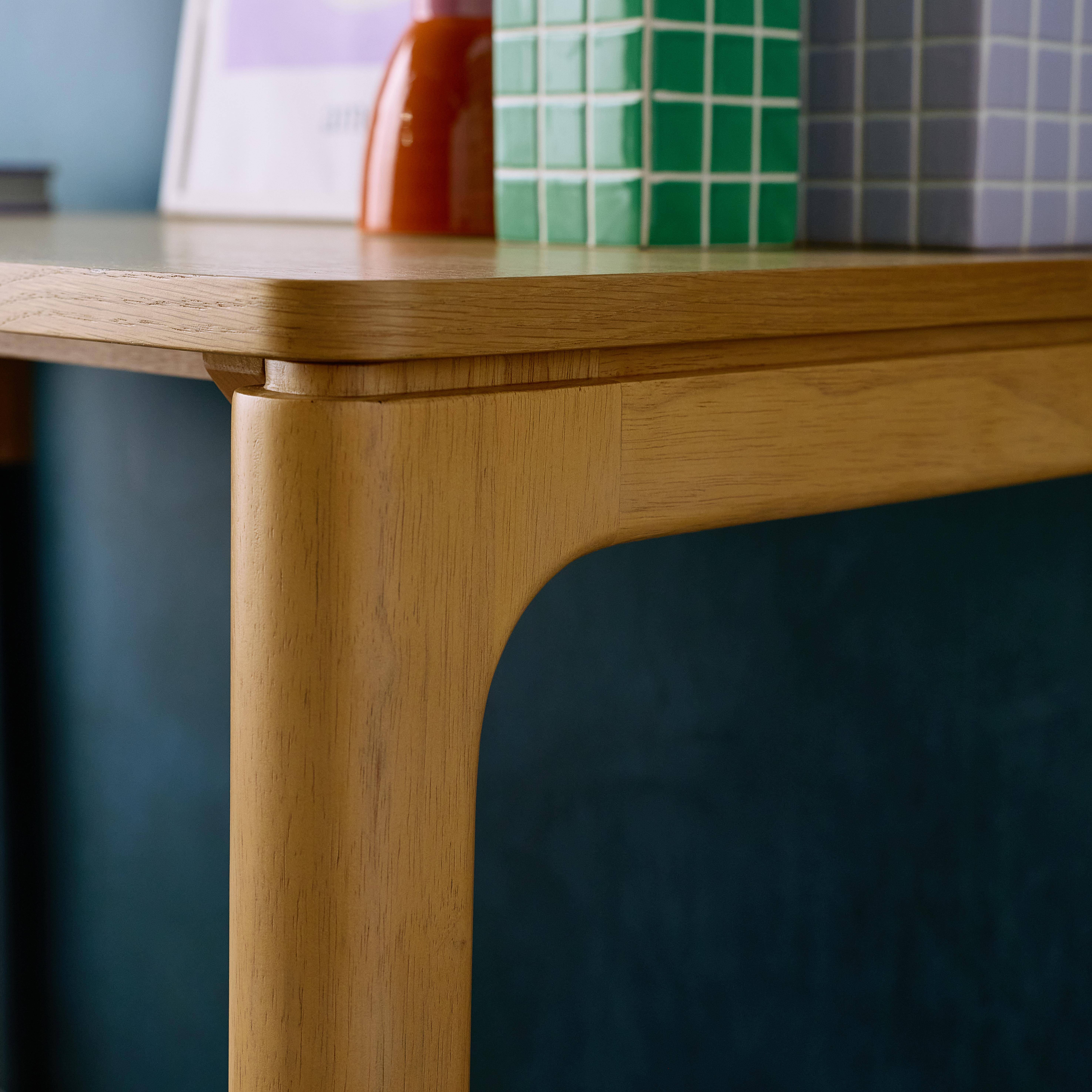 Schreibtisch aus Heveaholz Platte mit naturfarbenem Eichenfurnier 1 Schublade - L 120 x B 60 x H 75 cm - Garance  Photo4