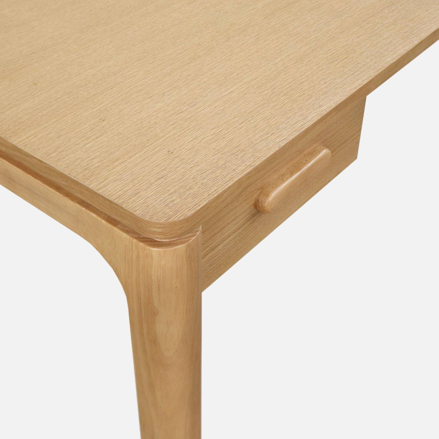 Escritorio de madera de hevea con chapa de roble, 1 cajón, Garance, Natural, 120x60x75 cm Photo4