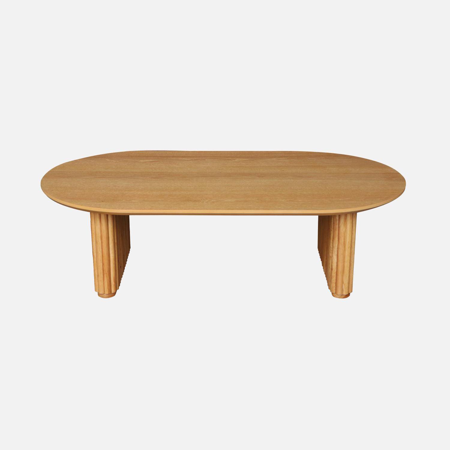 Mesa de centro ovalada de madera de hevea con chapa de roble, Gabrielle, Roble, 122x65x35 cm Photo2