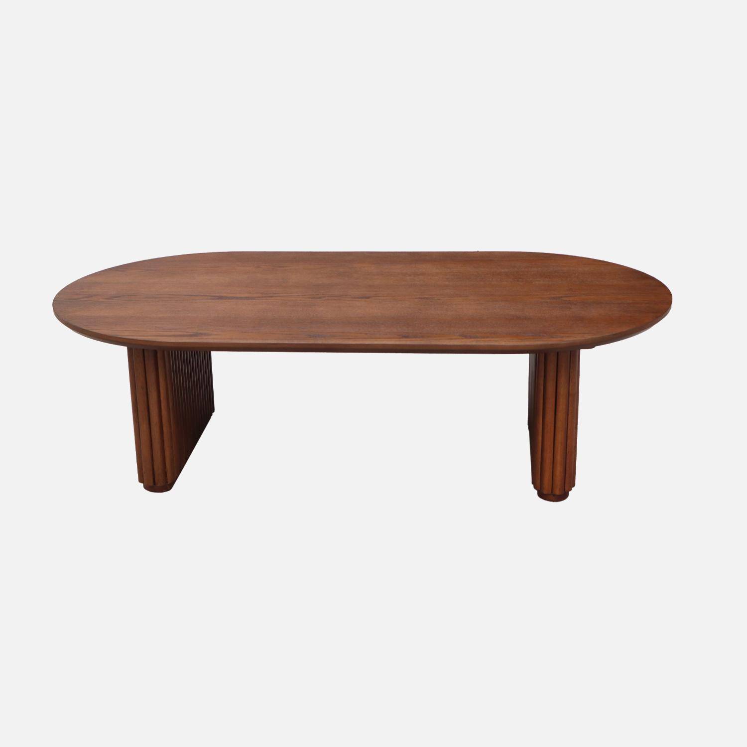 Mesa de centro ovalada de madera de hevea con chapa de roble, Gabrielle, Madera de nogal, 122x65x35 cm Photo2