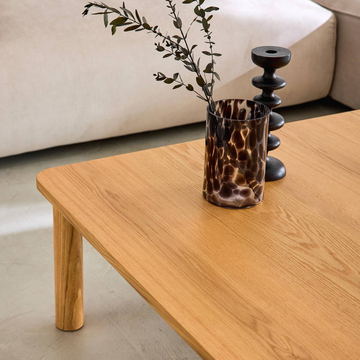 Mesa de centro cuadrada de madera de hevea con chapa de roble, Solene, Natural, 180x100x74.5 cm Photo3 Mesa de centro cuadrada de madera de hevea con chapa de roble, Solene, Natural, 180x100x74.5 cm Photo3