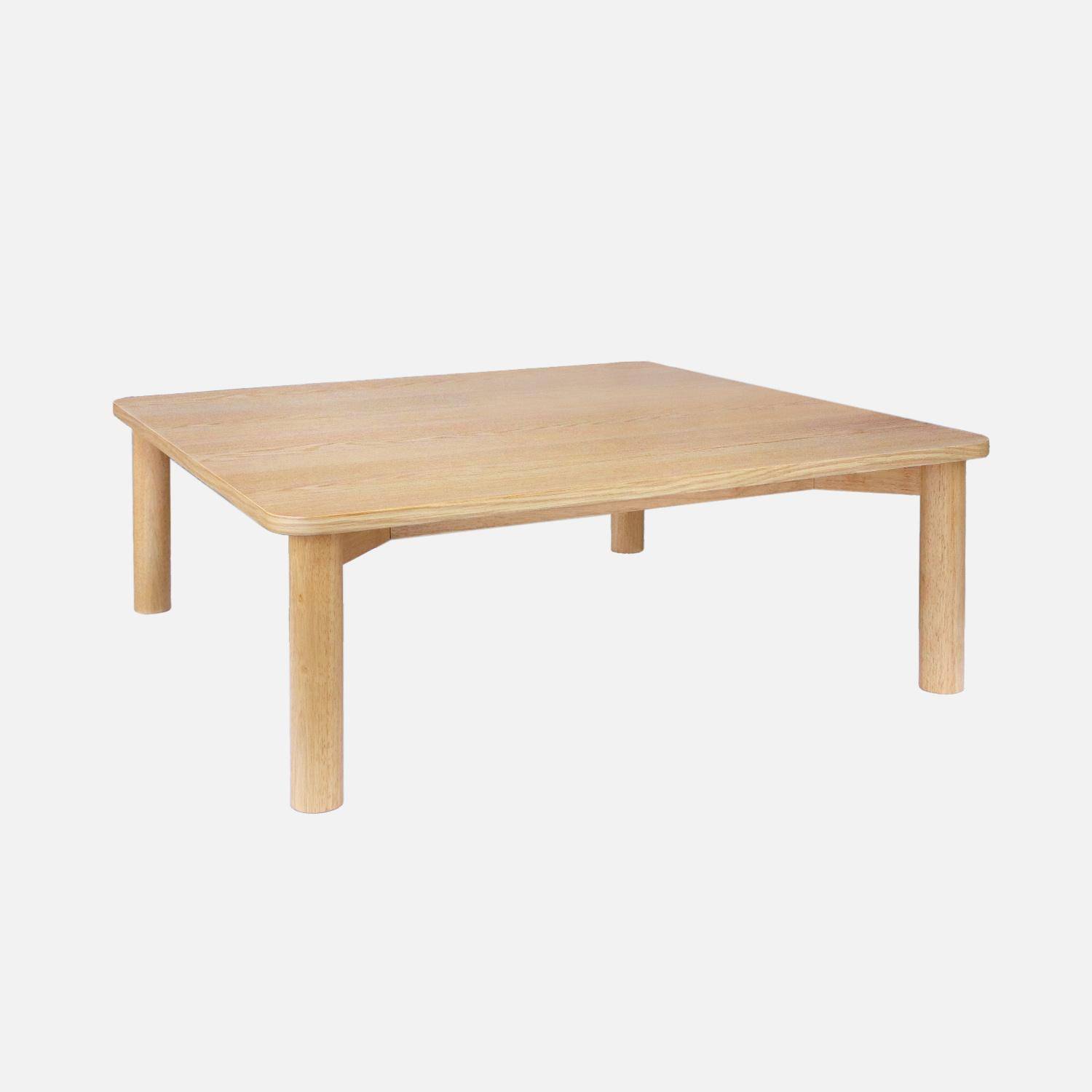 Tavolino quadrato in legno di hevea impiallacciato in quercia, Solene, Marrone naturale, 180x100x74.5 cm,sweeek,Photo1
