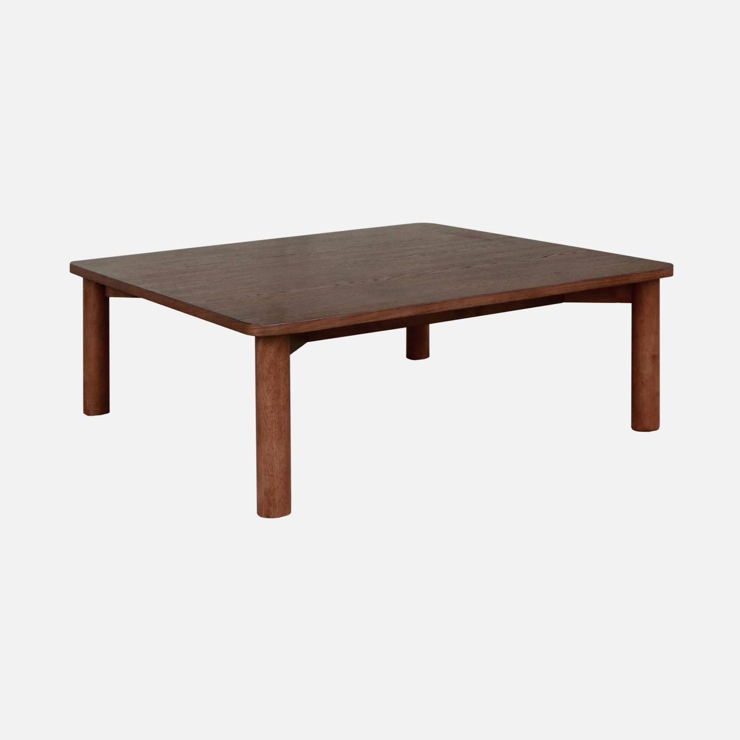 Mesa de centro cuadrada de madera de hevea con chapa de roble, Madera de nogal