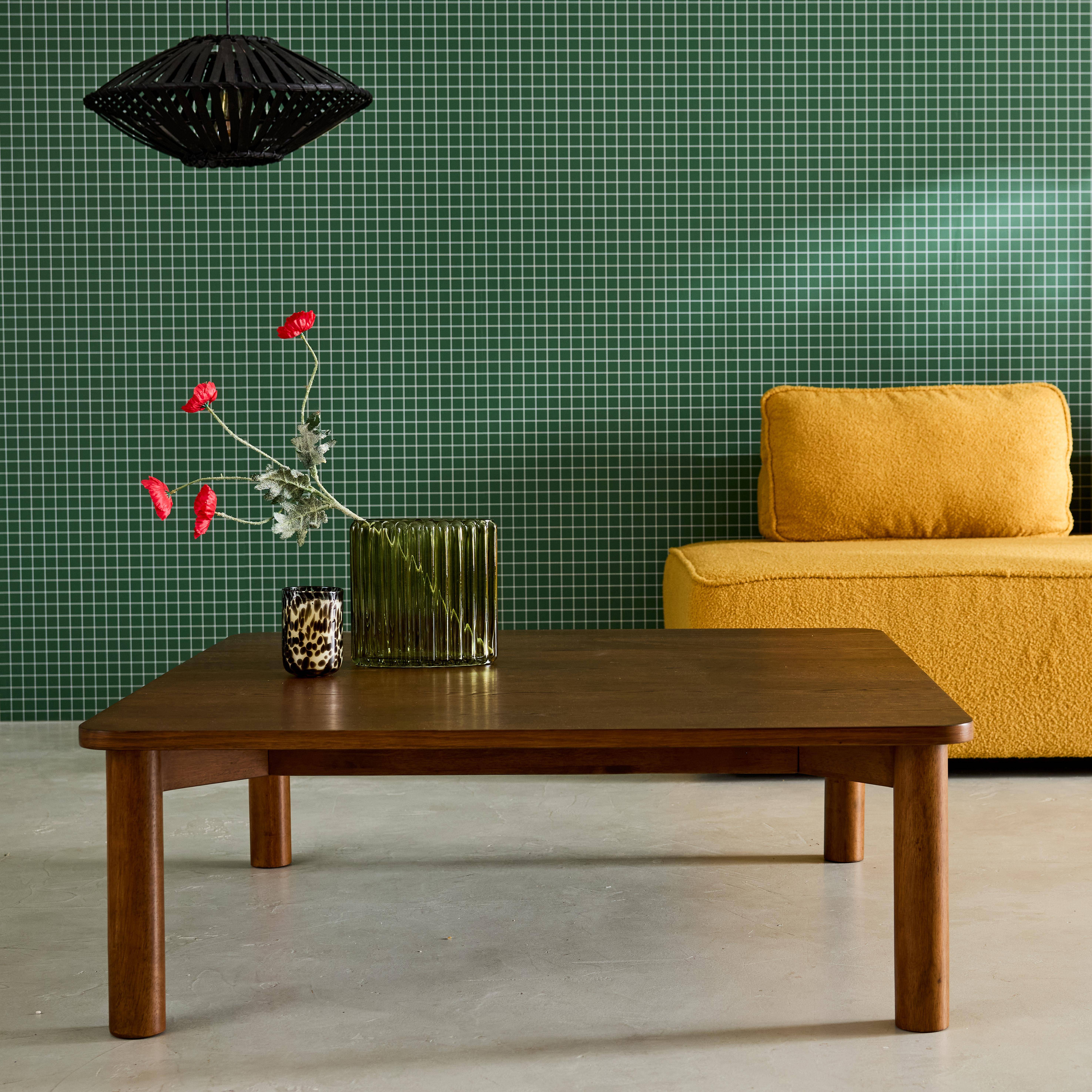 Table basse carrée bois d'hévéa placage chêne noyer - 100 x 100 x 35 cm - Solène,sweeek,Photo1