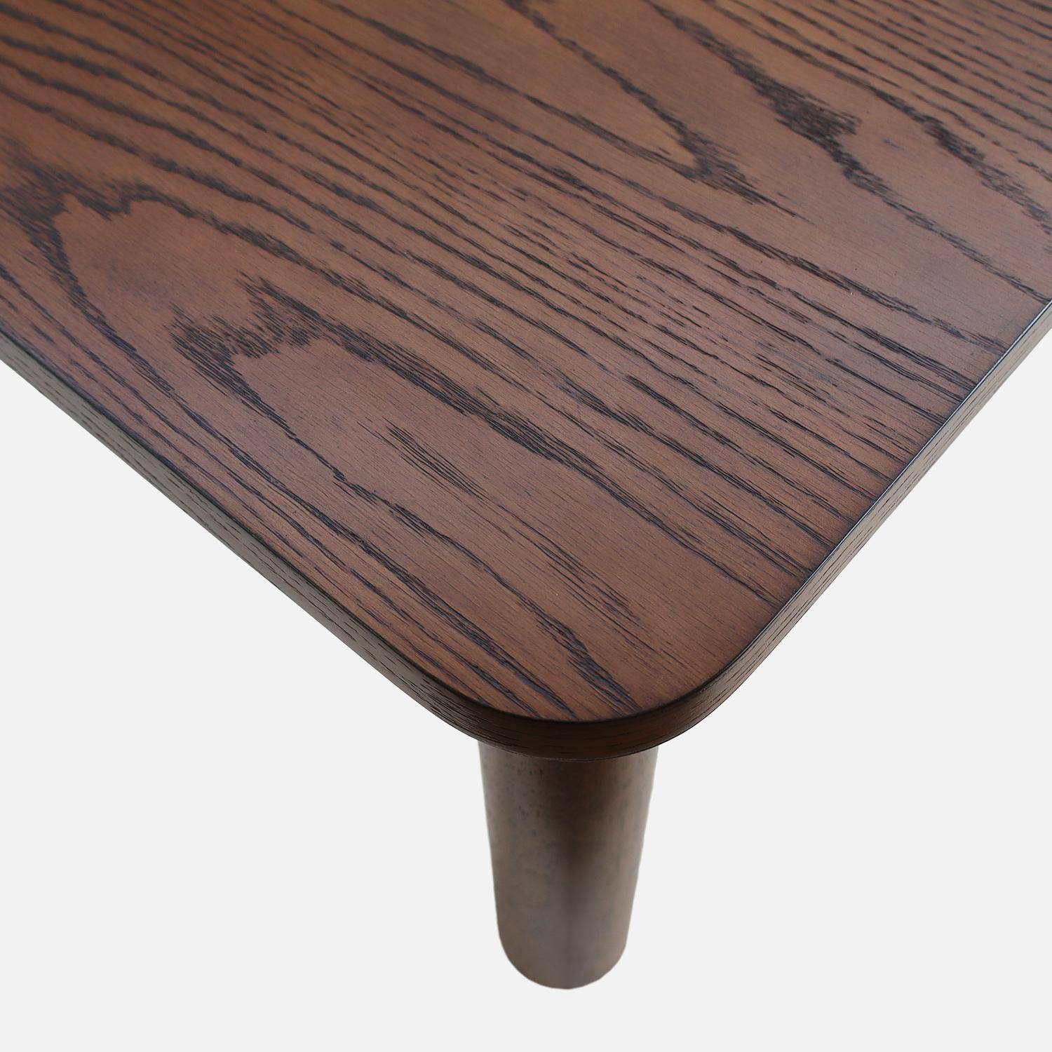 Mesa de centro cuadrada de madera de hevea con chapa de roble, Solene, Madera de nogal, 100x100x35 cm,sweeek,Photo3