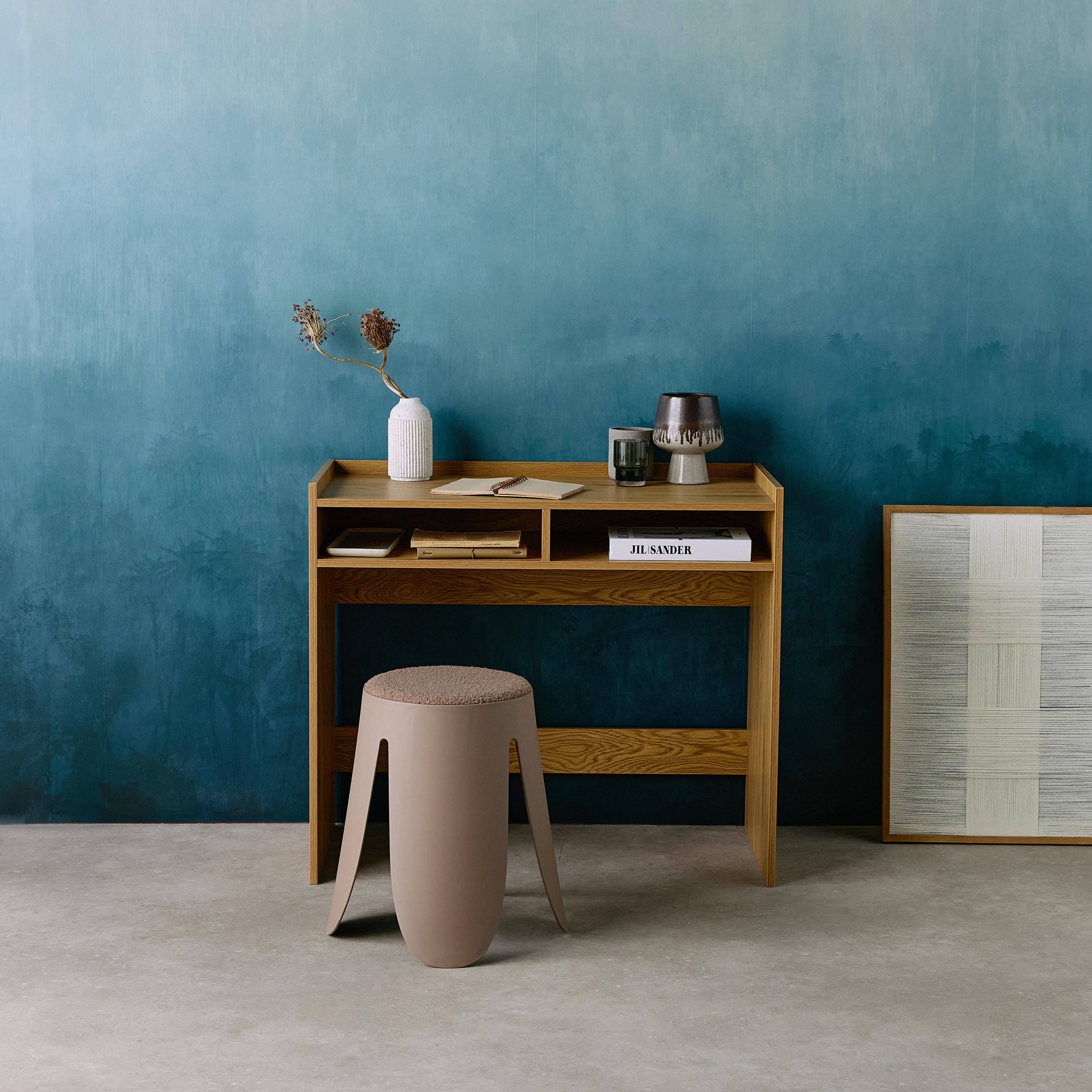 Houten bureau met 2 opbergvakken eikendecor - L 90 x P 45 x H 78 cm - Jules Photo1