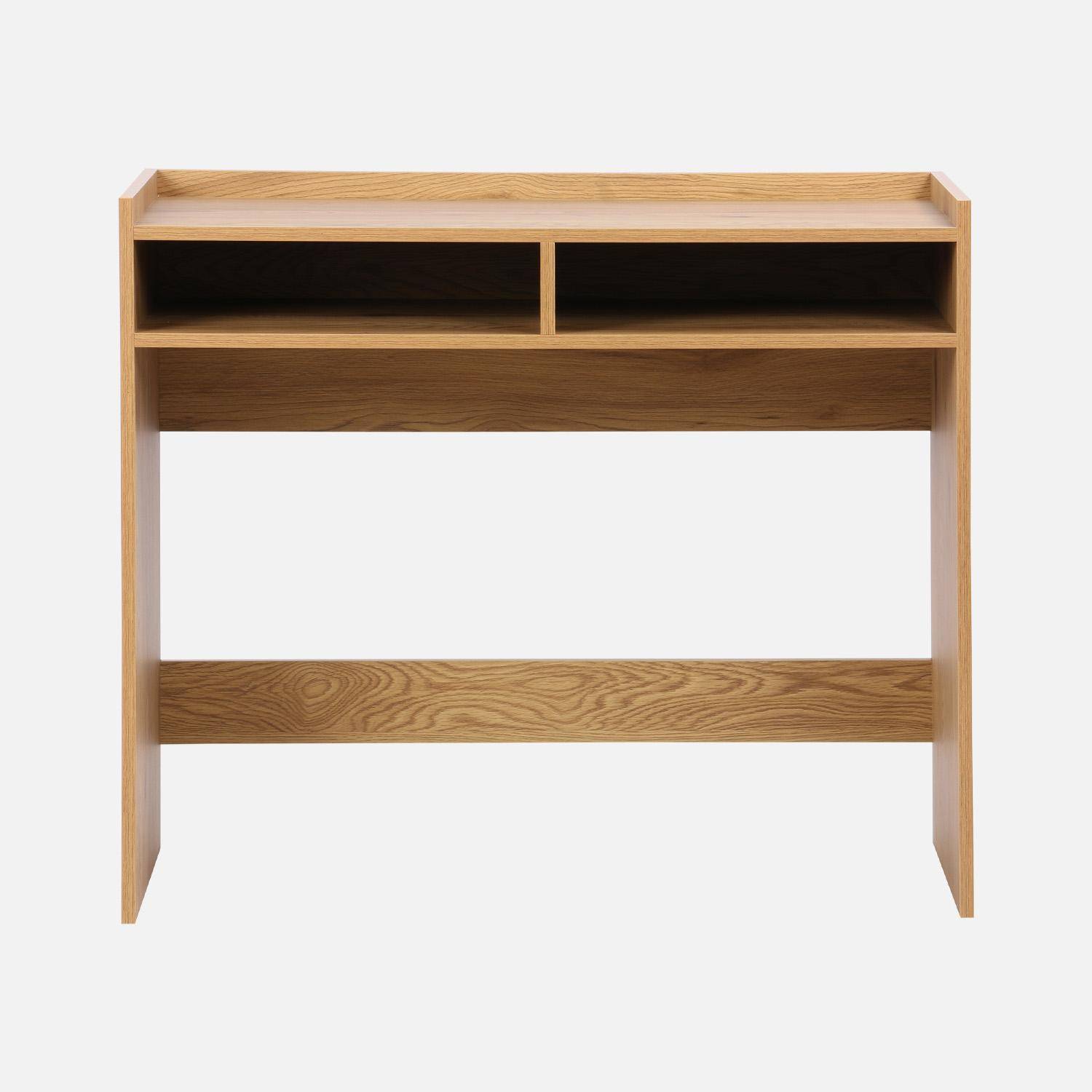 Bureau décor bois 2 casiers de rangement chêne - L 90 x P 45 x H 78 cm - Jules Photo2