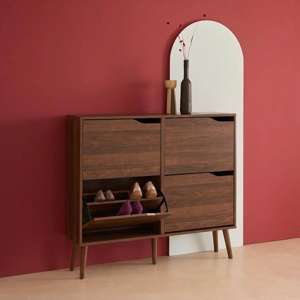 Meuble Sous-vasque Vintage Années 70 – Marron, Intérieur Rouge, Vinyl, état Excellent