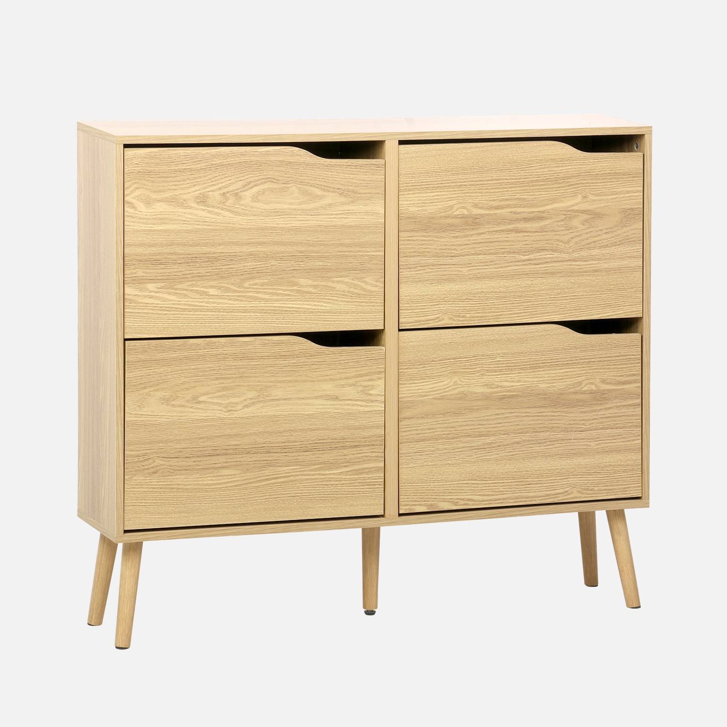 Meuble à chaussures décor bois naturel 4 portes capacité 16 paires