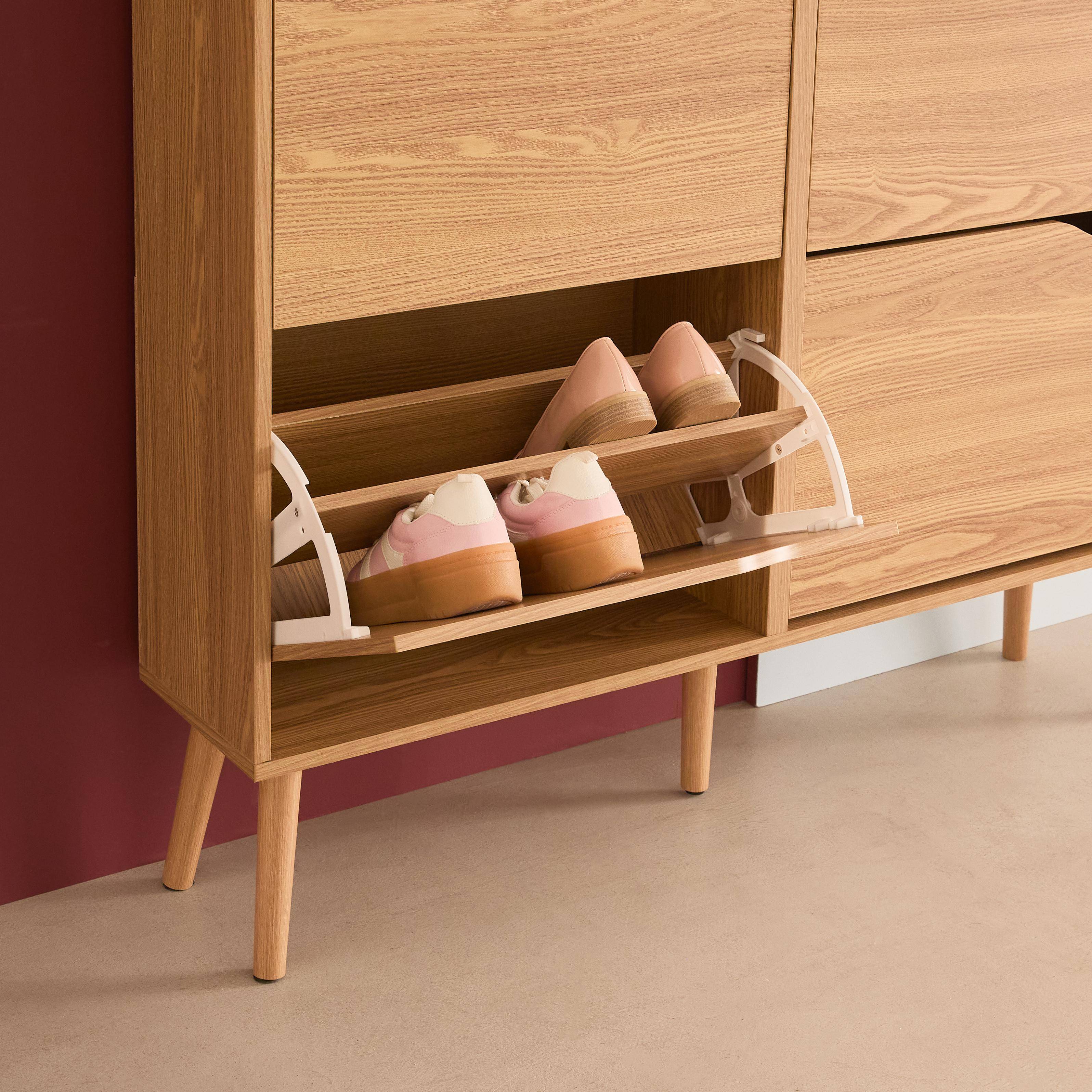 Vintage Schuhschrank naturfarbenes Holzdekor 4 Klapptüren Kapazität 16 Paar Schuhe - Nepal Photo4